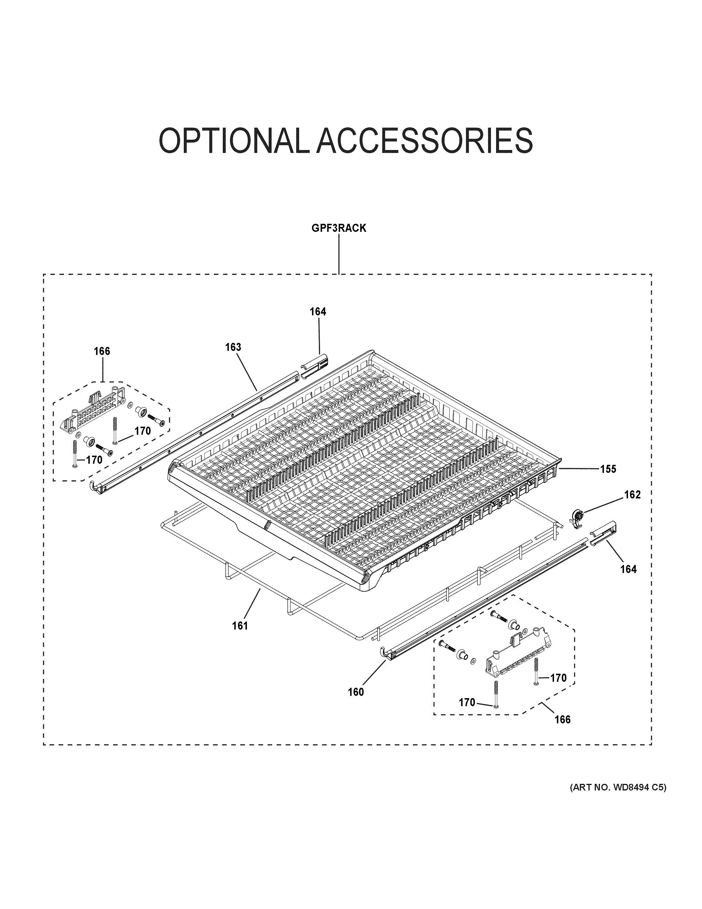 GE GDF530PGM5WW optional accessories diagram
