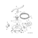 GE GDF530PGM5WW motor, sump & filter assembly diagram