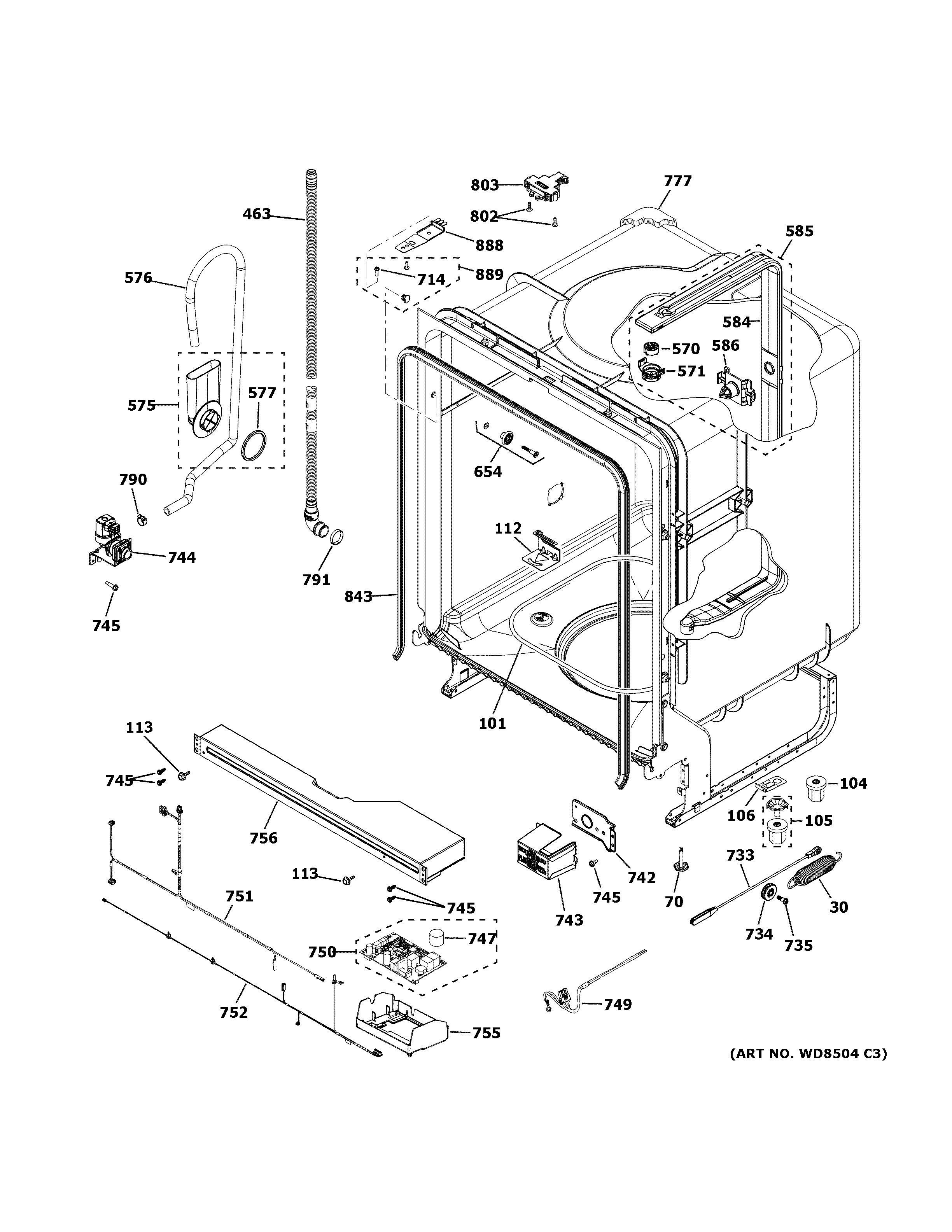 GE GDF530PMM5ES body parts diagram