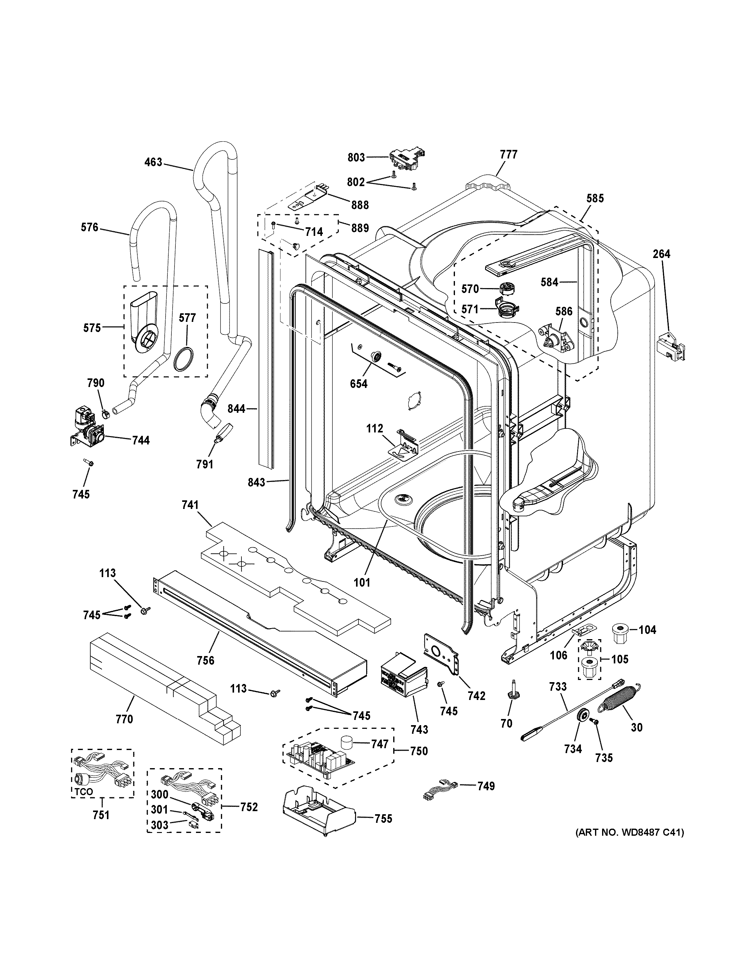 GE GDT635HMM0ES body parts diagram
