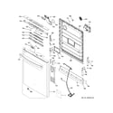 GE GDT605PFM0DS escutcheon & door assembly diagram