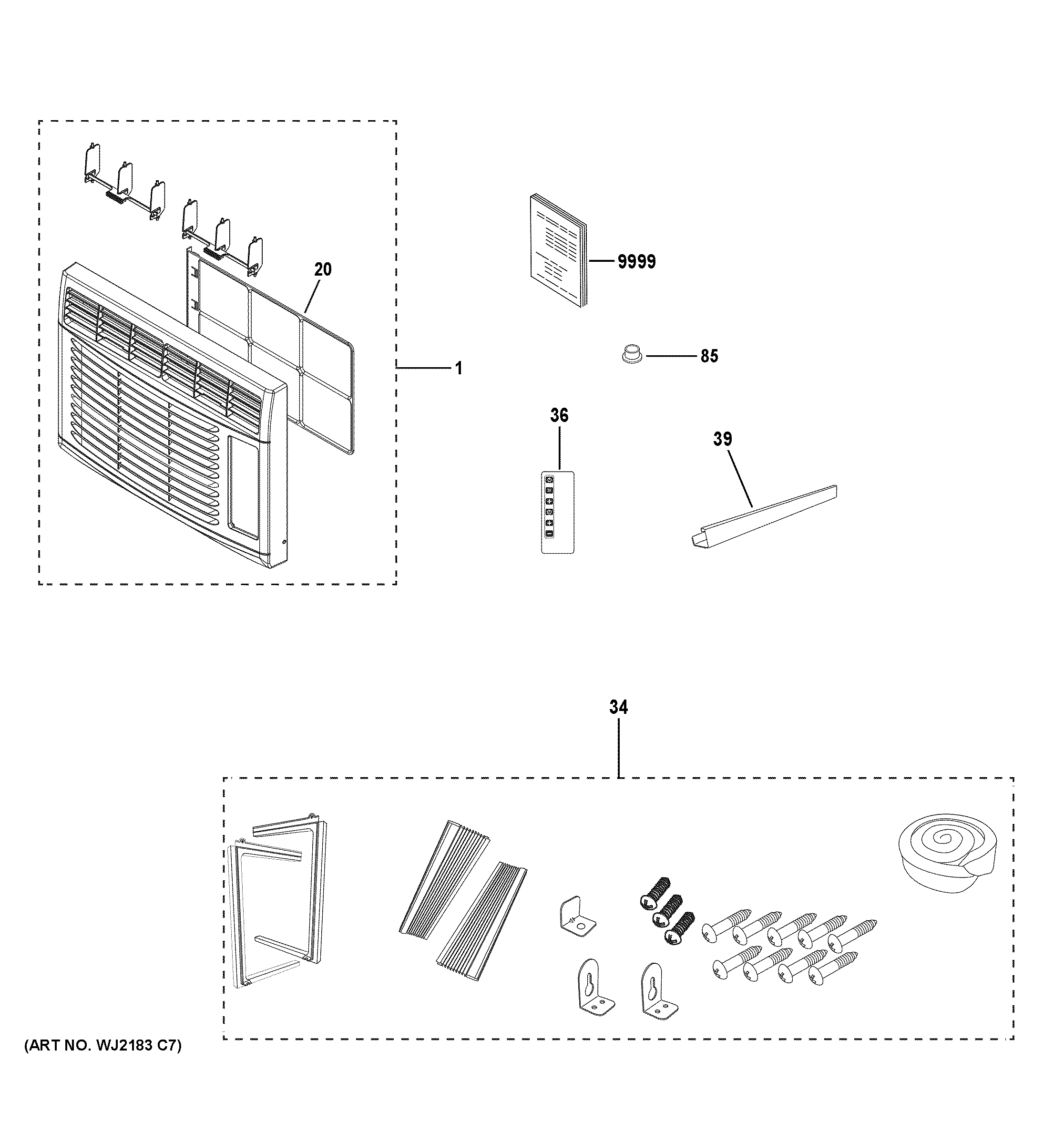 GE AHNE05BCQ1 room air conditioner diagram