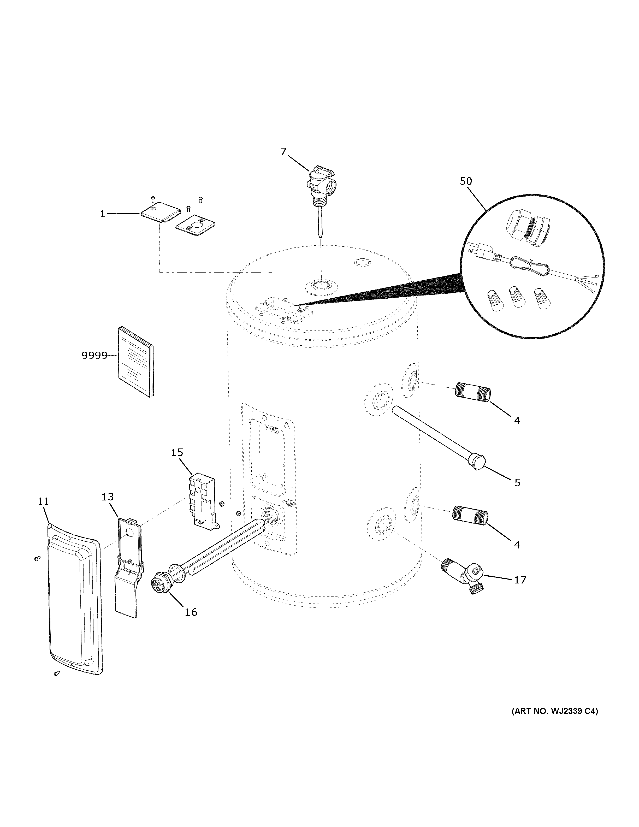 GE GE02L08BAR01 water heater diagram