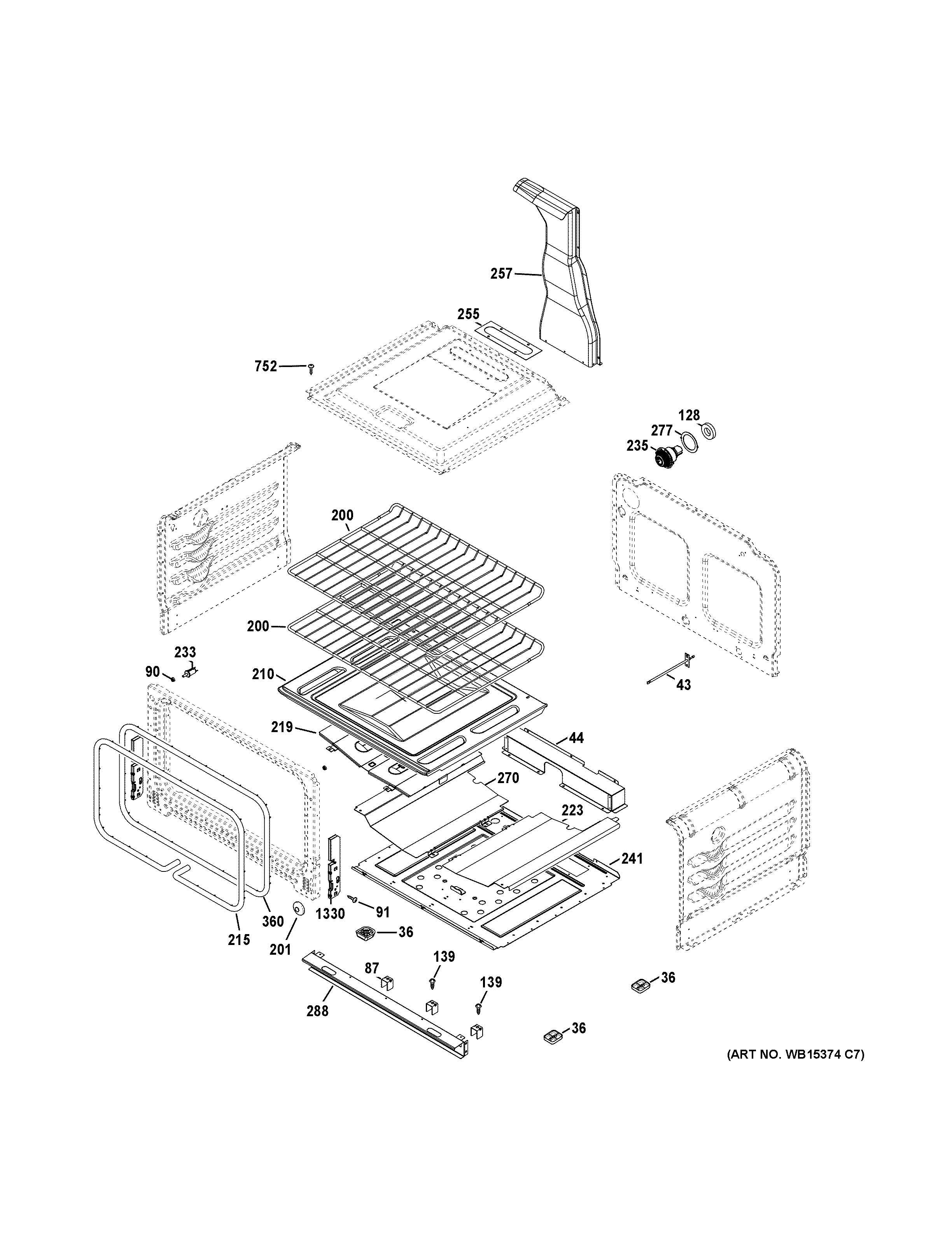 GE JGB850SEF3SS lower oven diagram