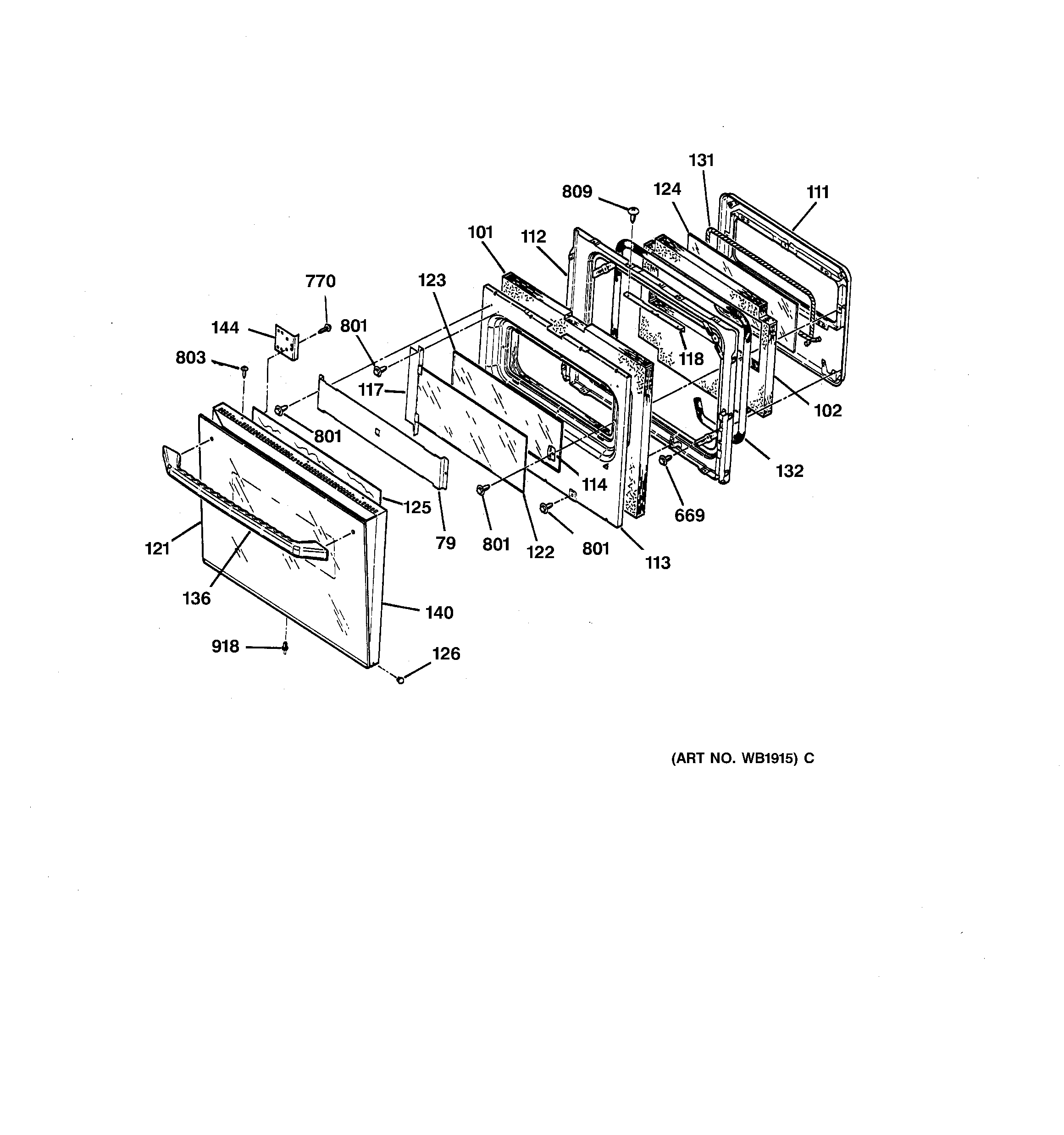 GE JKP18AV1AA oven door diagram