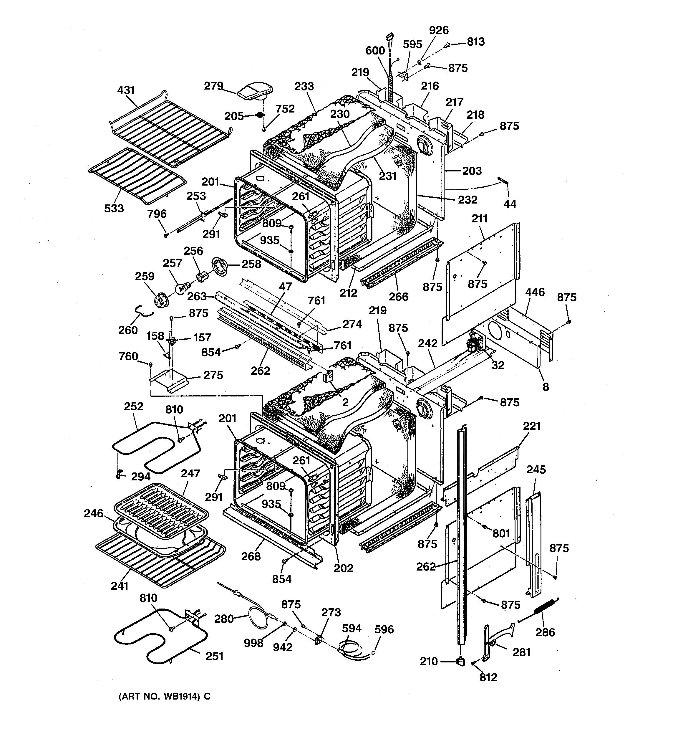 GE JKP56AV1AA body parts diagram
