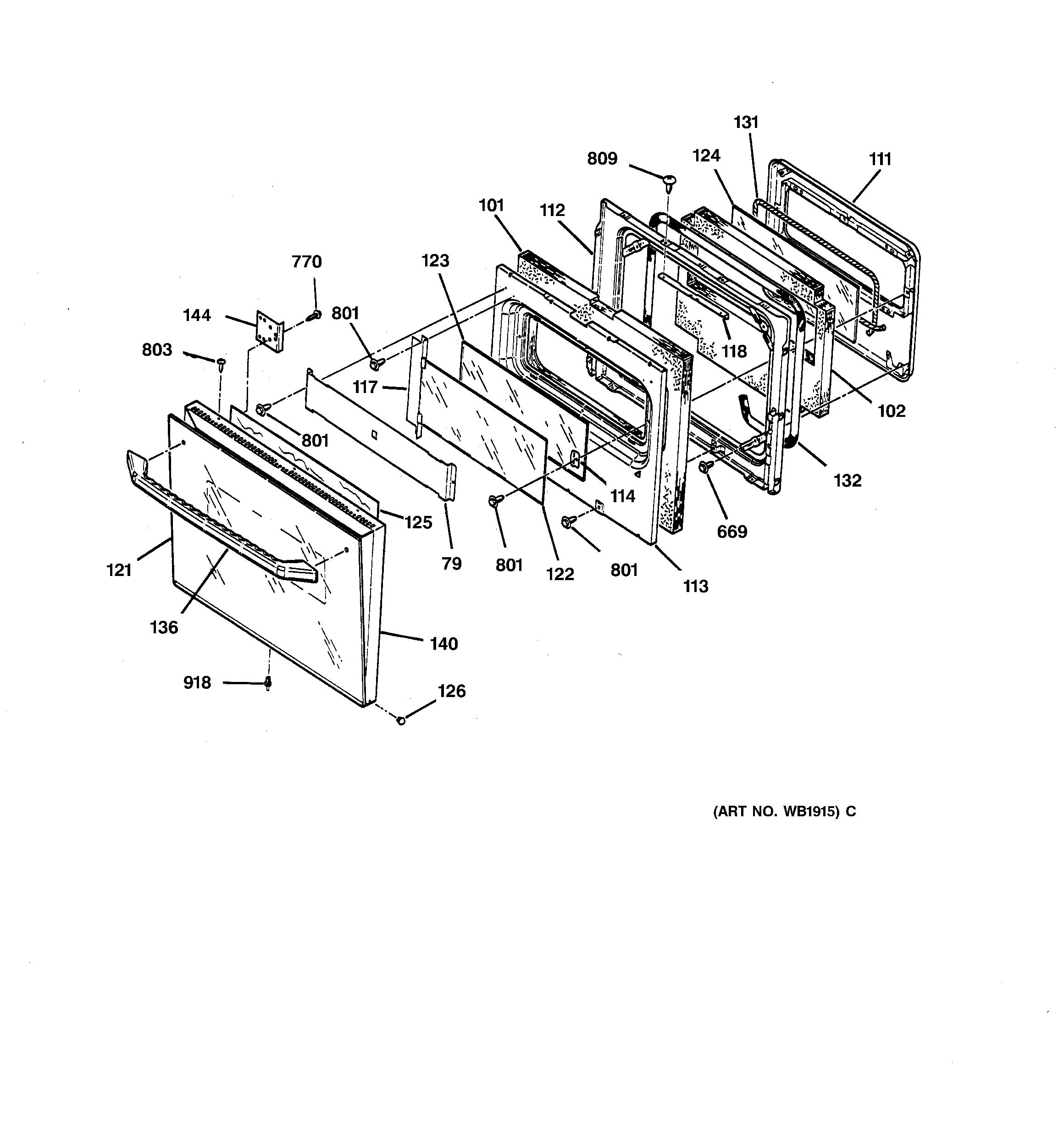 GE JKP56AV1AA oven door diagram