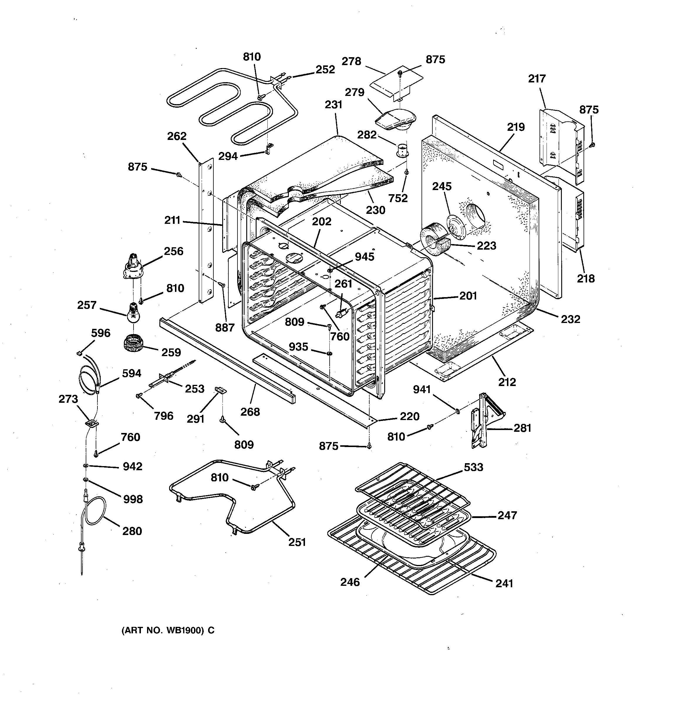 GE JTP18BW1BB body parts diagram