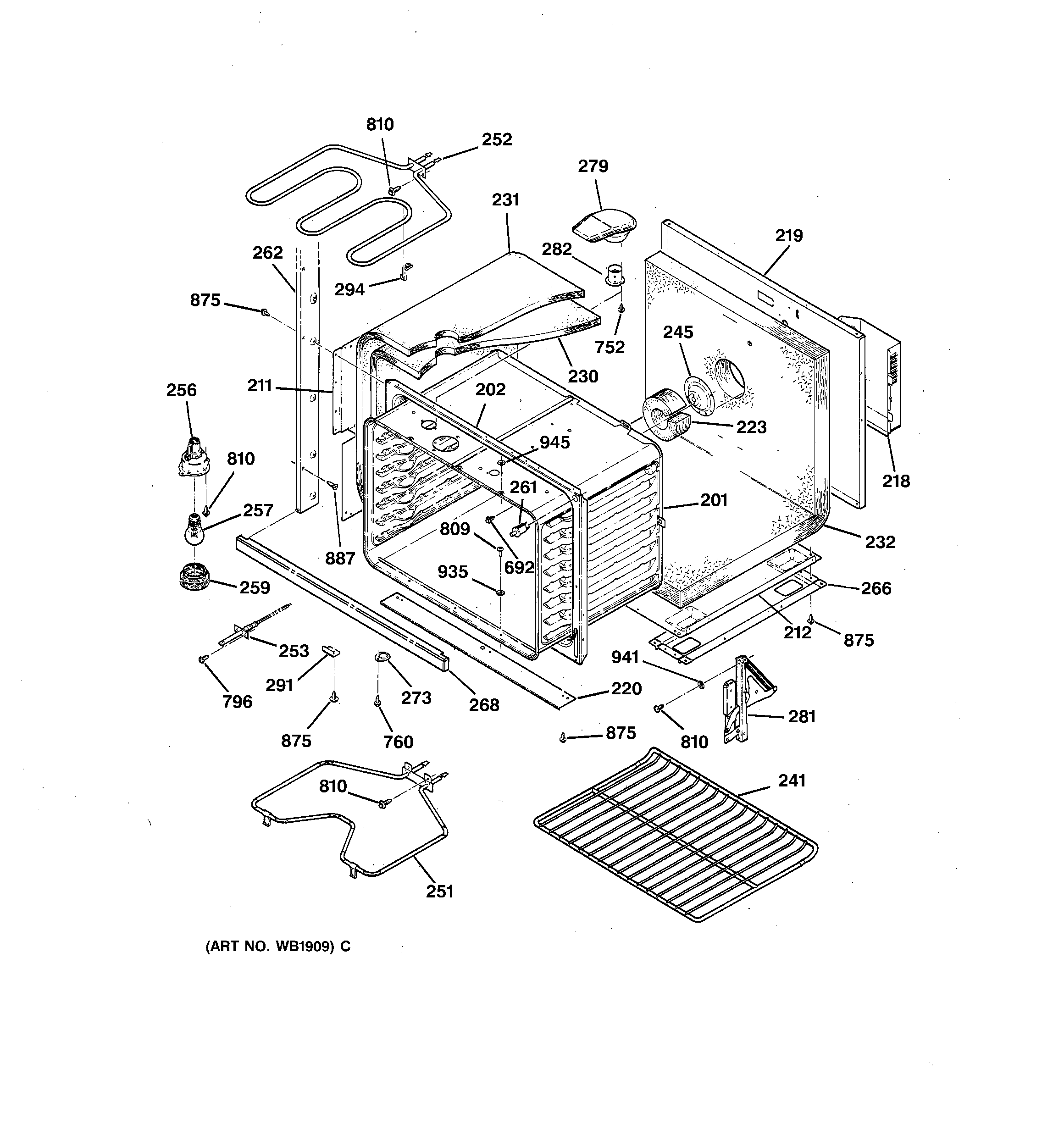 GE JTP56BW1BB lower body parts diagram