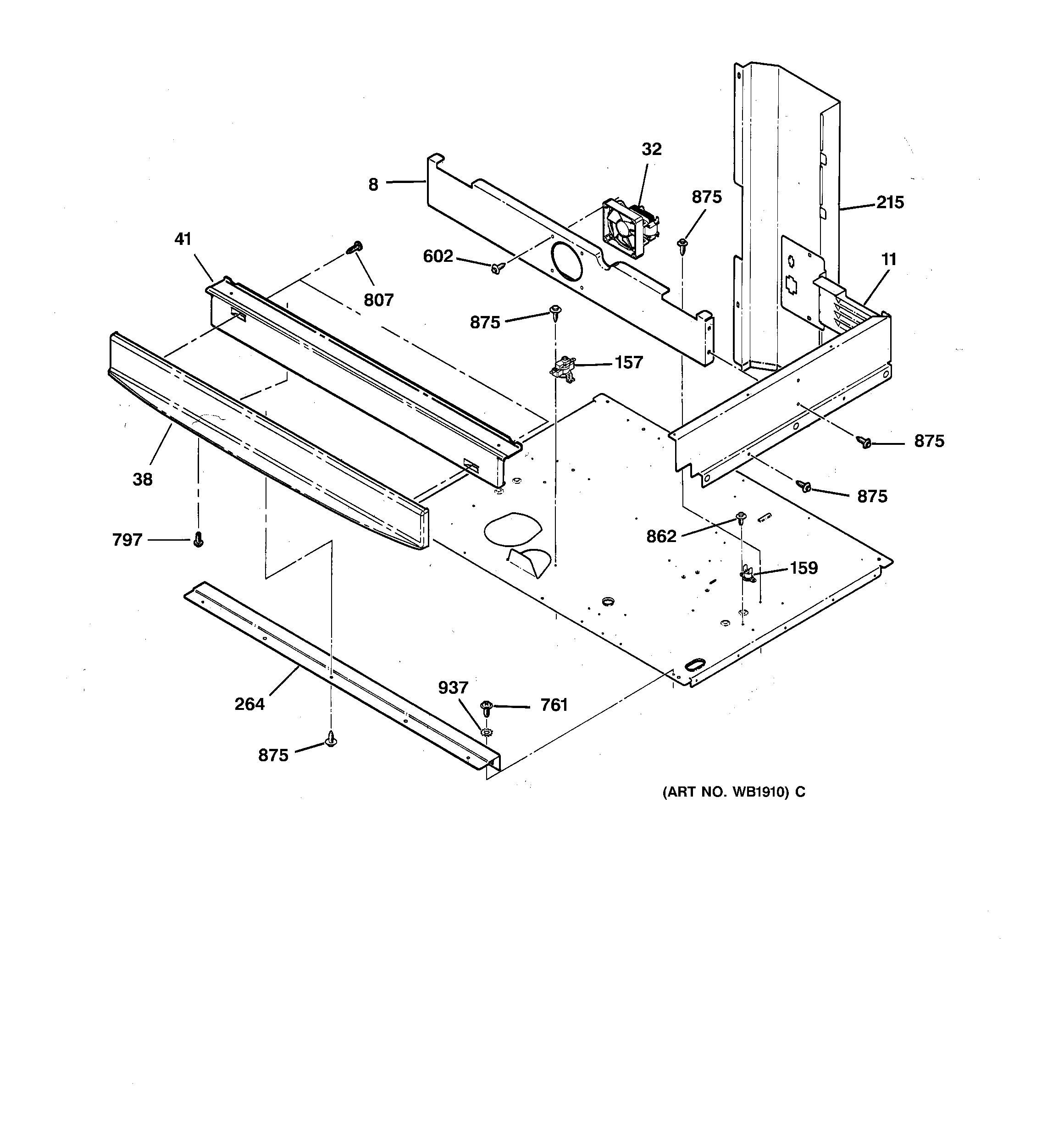 GE JTP56WW1WW spacer diagram