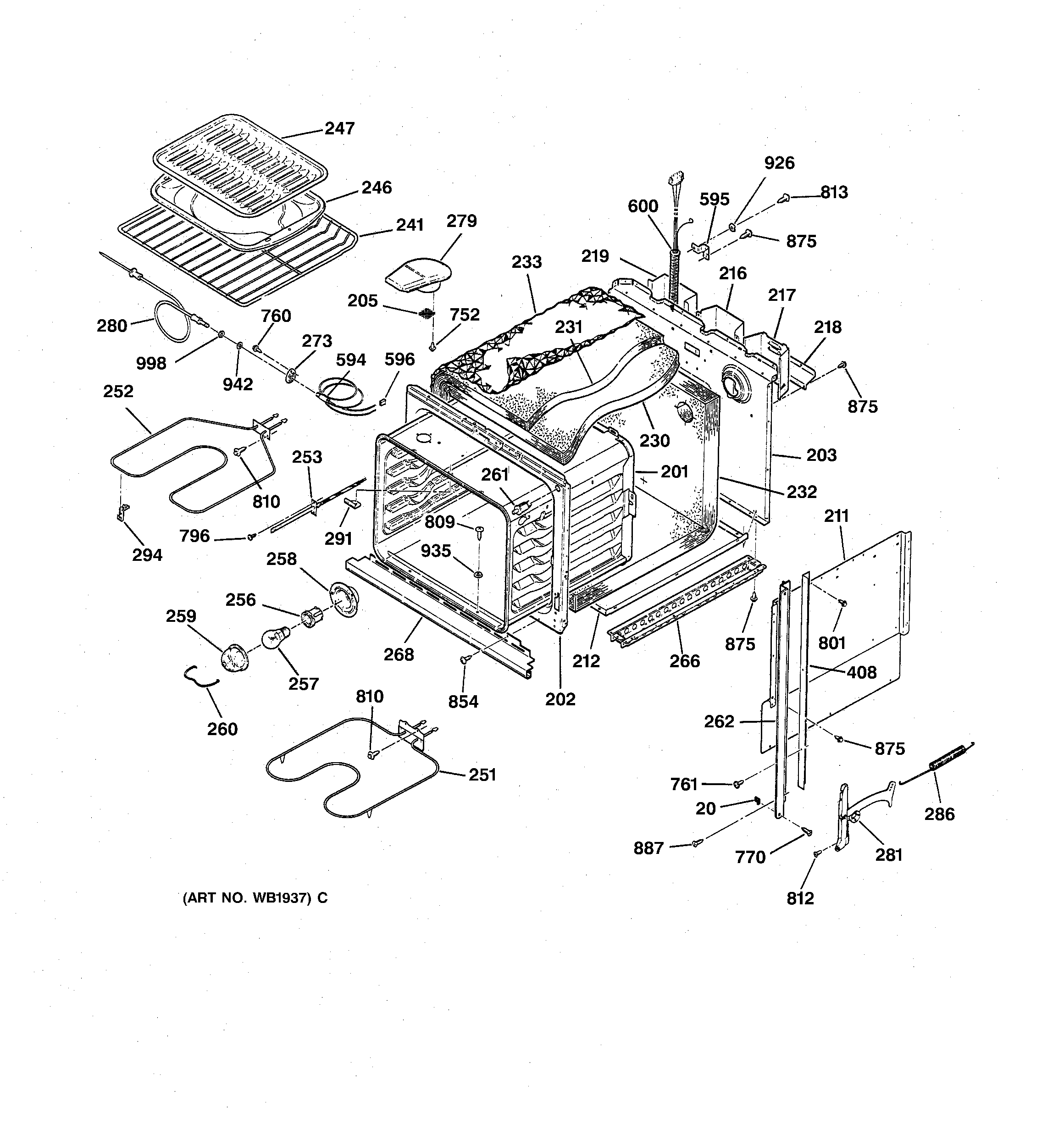 GE ZEK735WP5WG body parts diagram