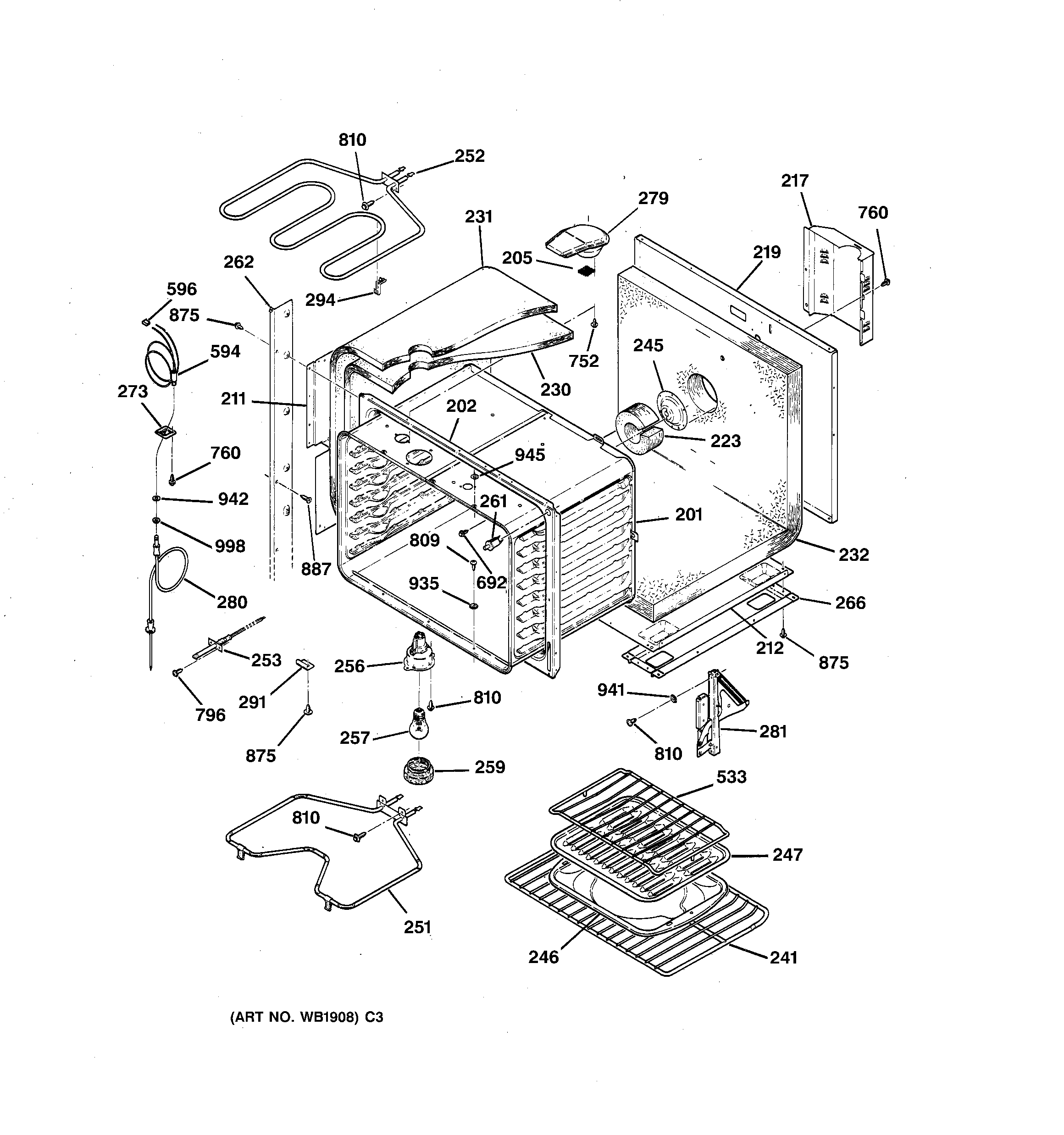 GE ZET757WV1WW upper body parts diagram