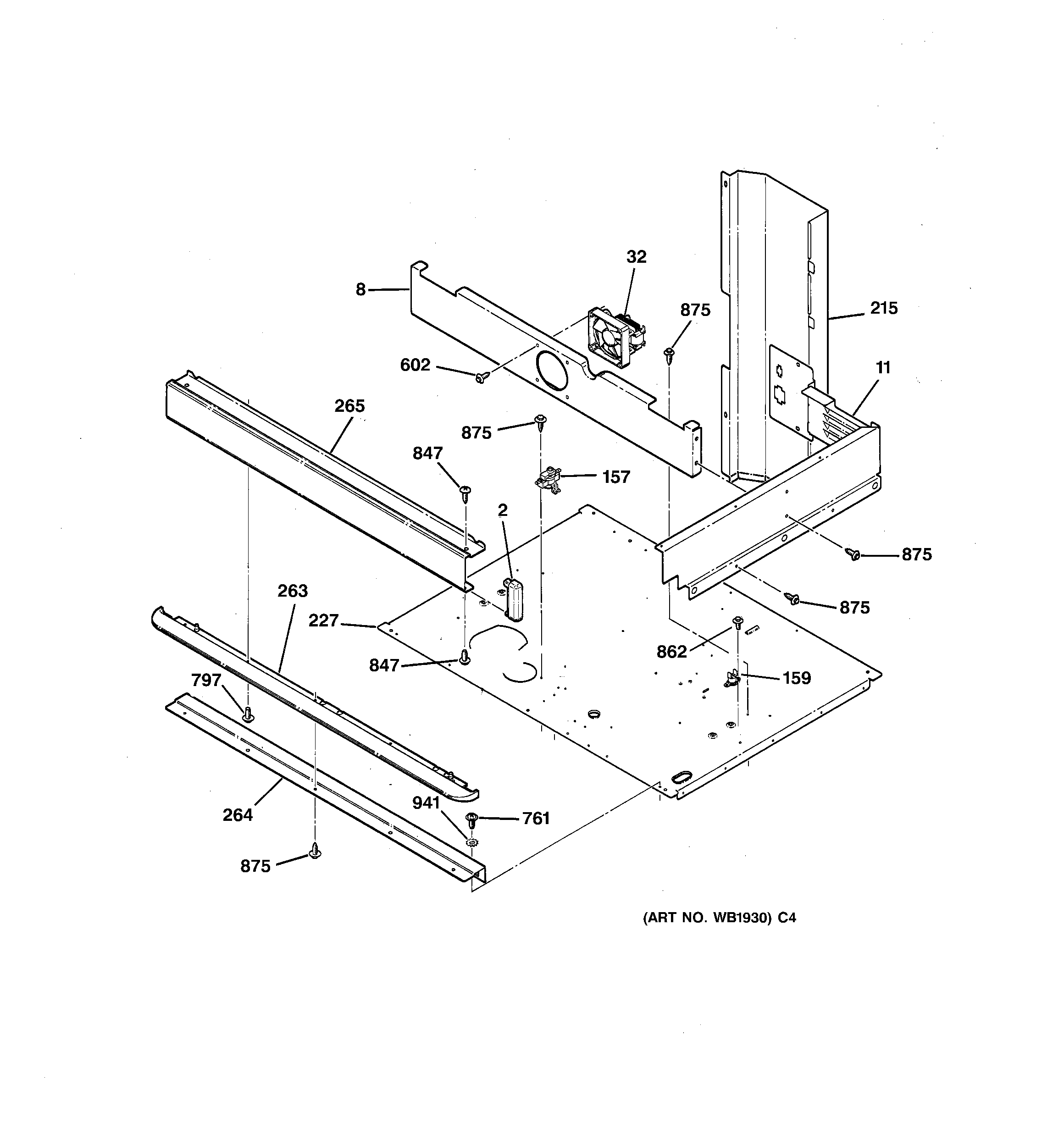 GE ZET757WV1WW spacer diagram