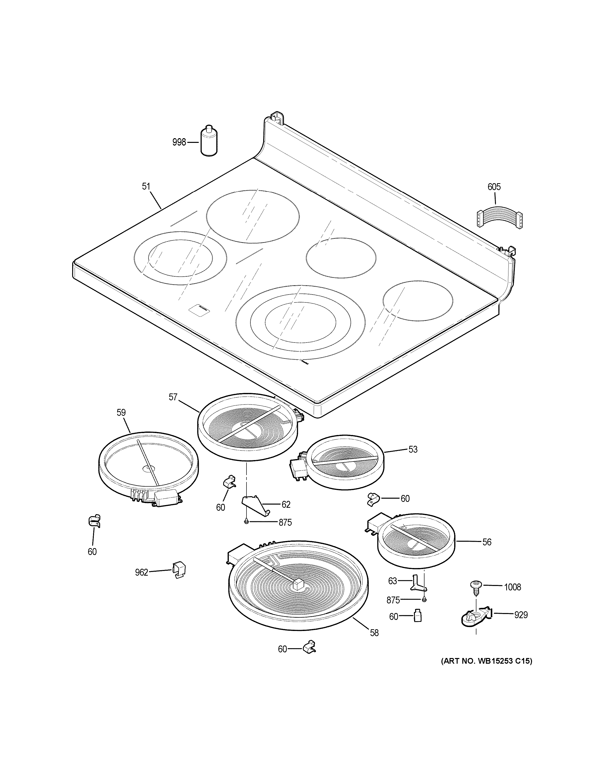 GE PCB980SJ6SS cooktop diagram