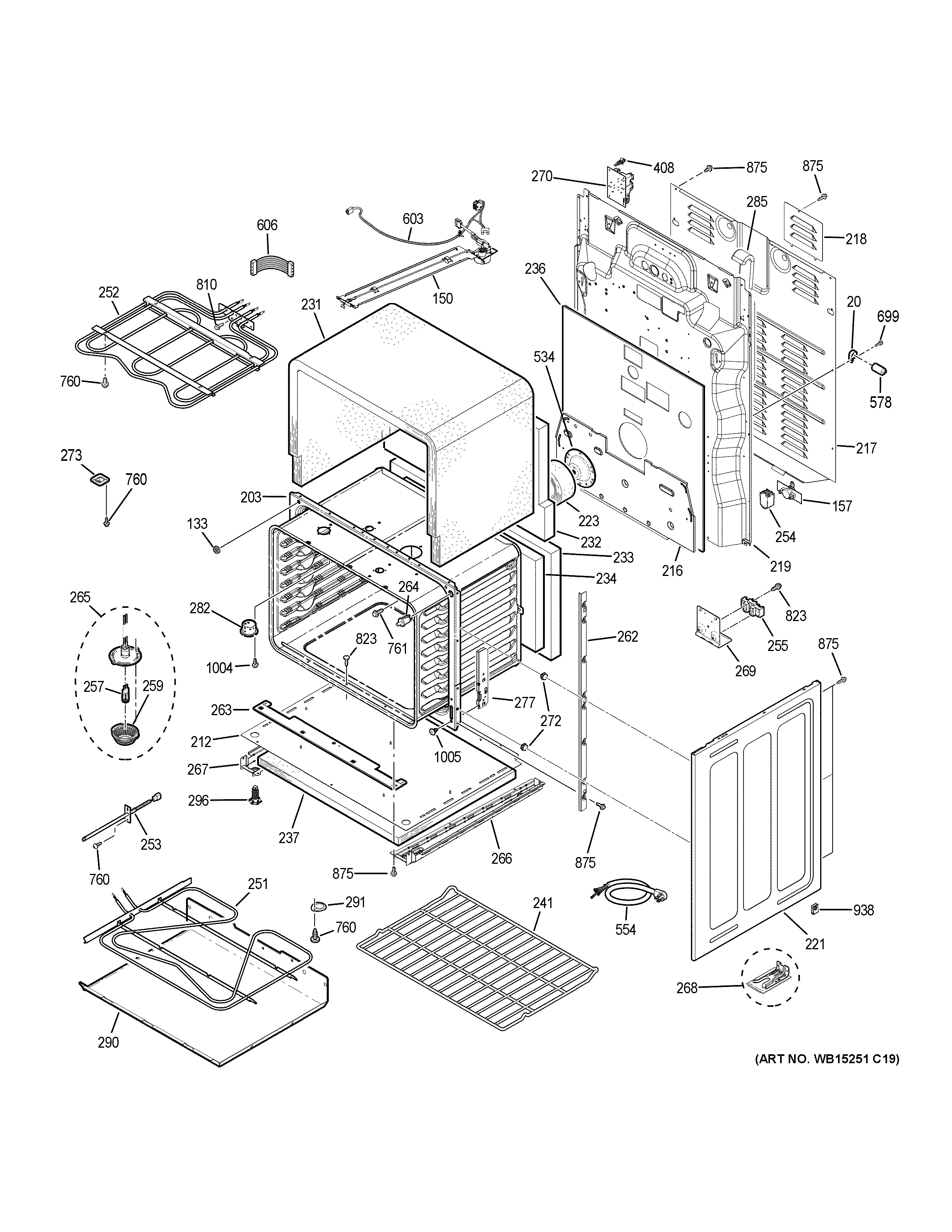 GE PCB980SJ6SS lower oven diagram