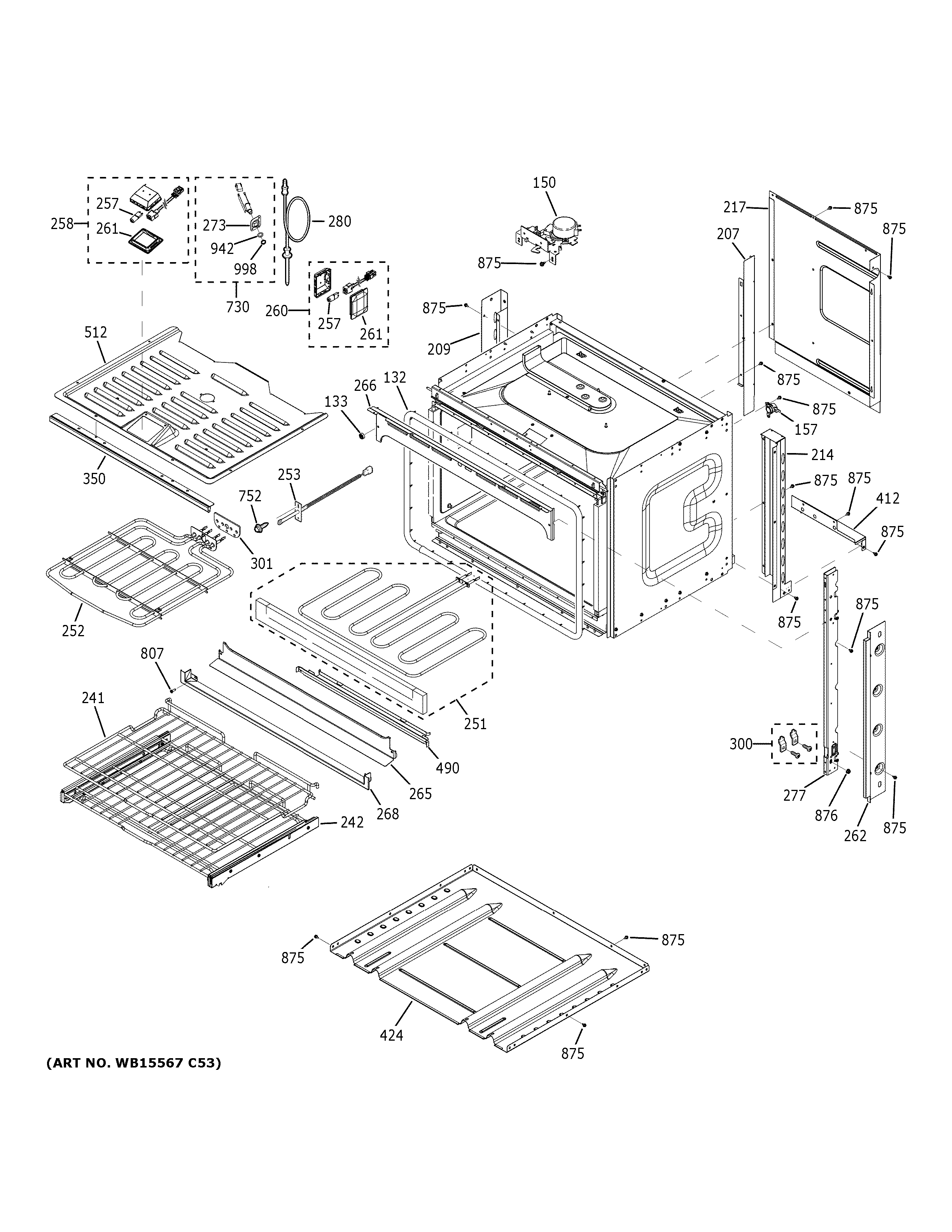 GE PTS7000SN1SS body parts diagram