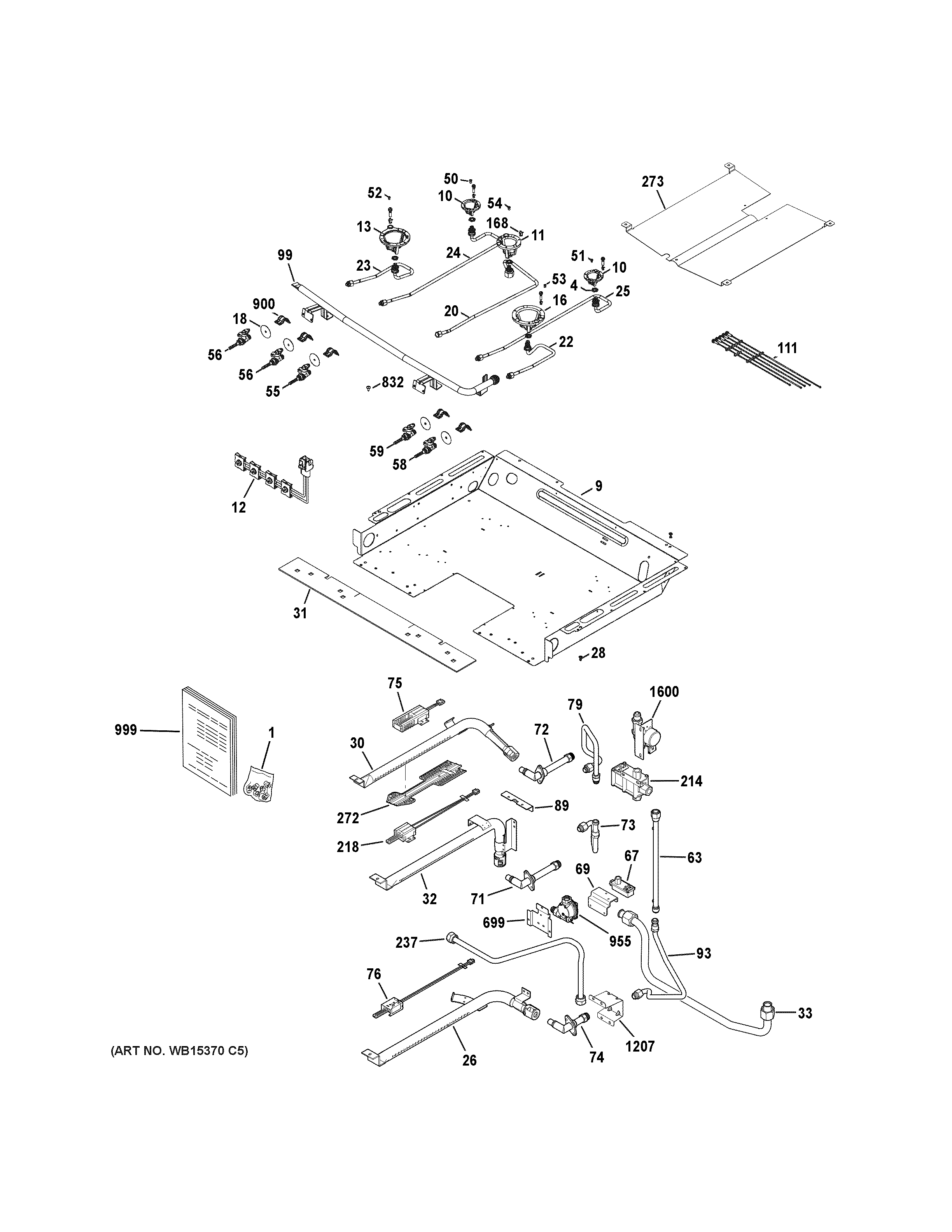 GE JGB870SEF2SS gas & burner parts diagram