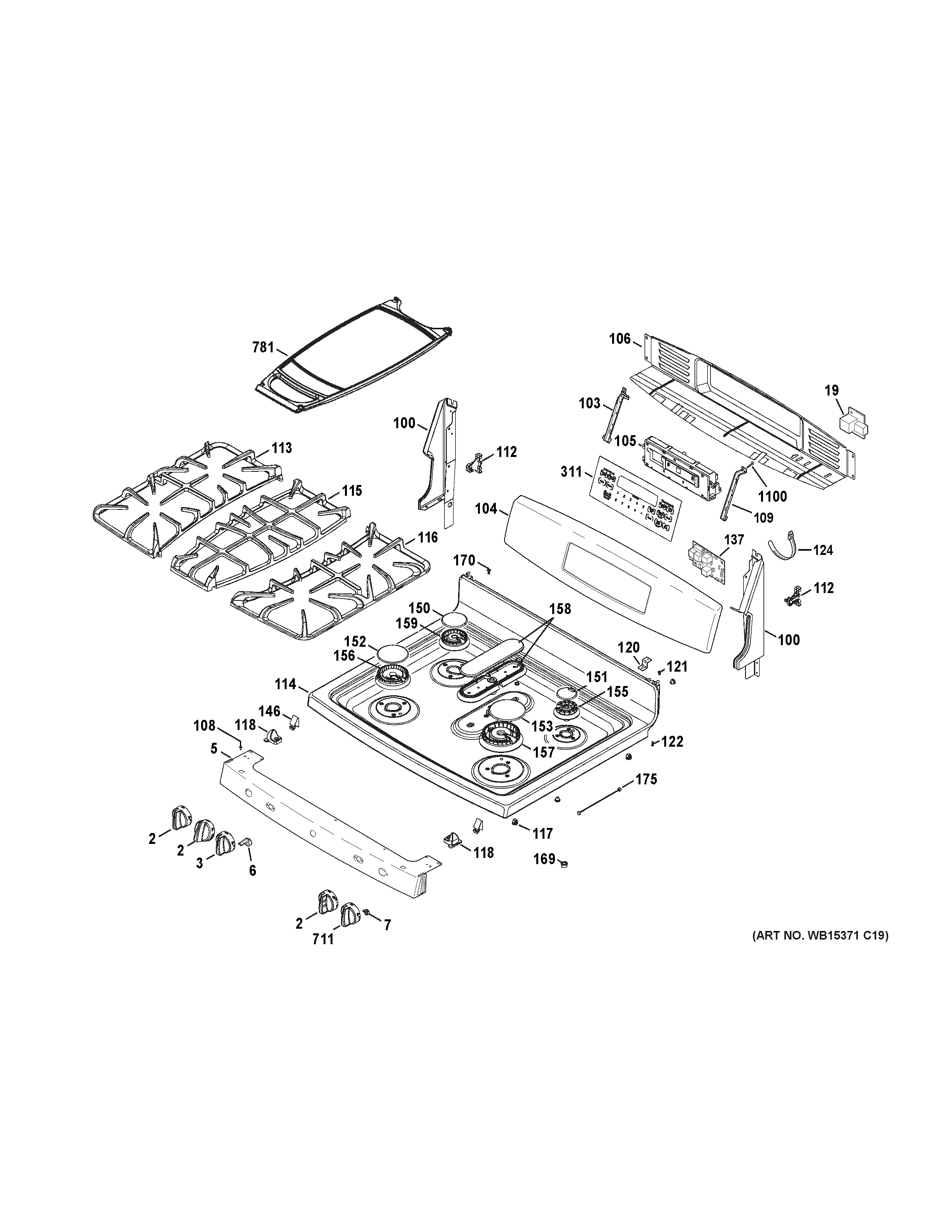 GE JGB870SEF2SS control panel & cooktop diagram