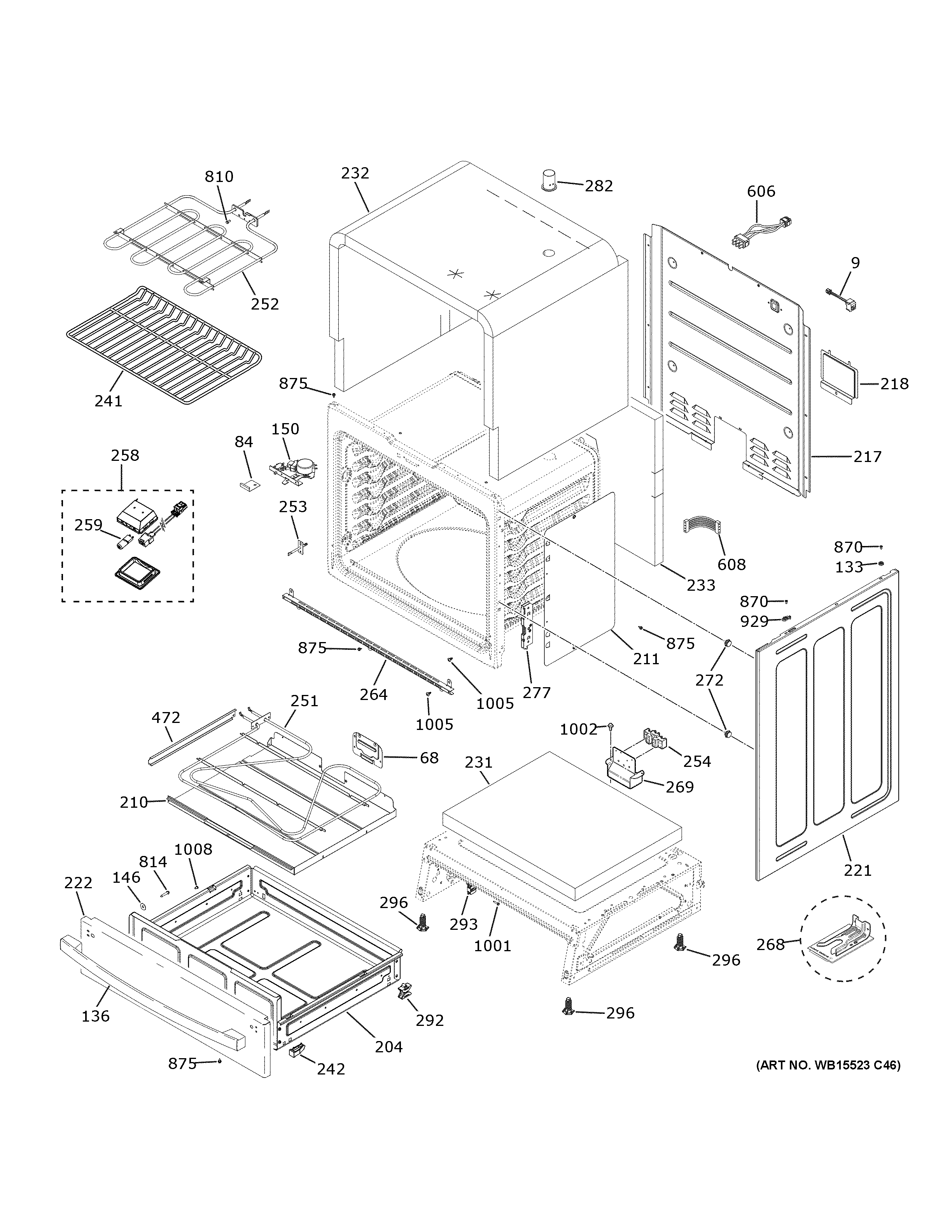 GE JS760DP5BB body parts diagram