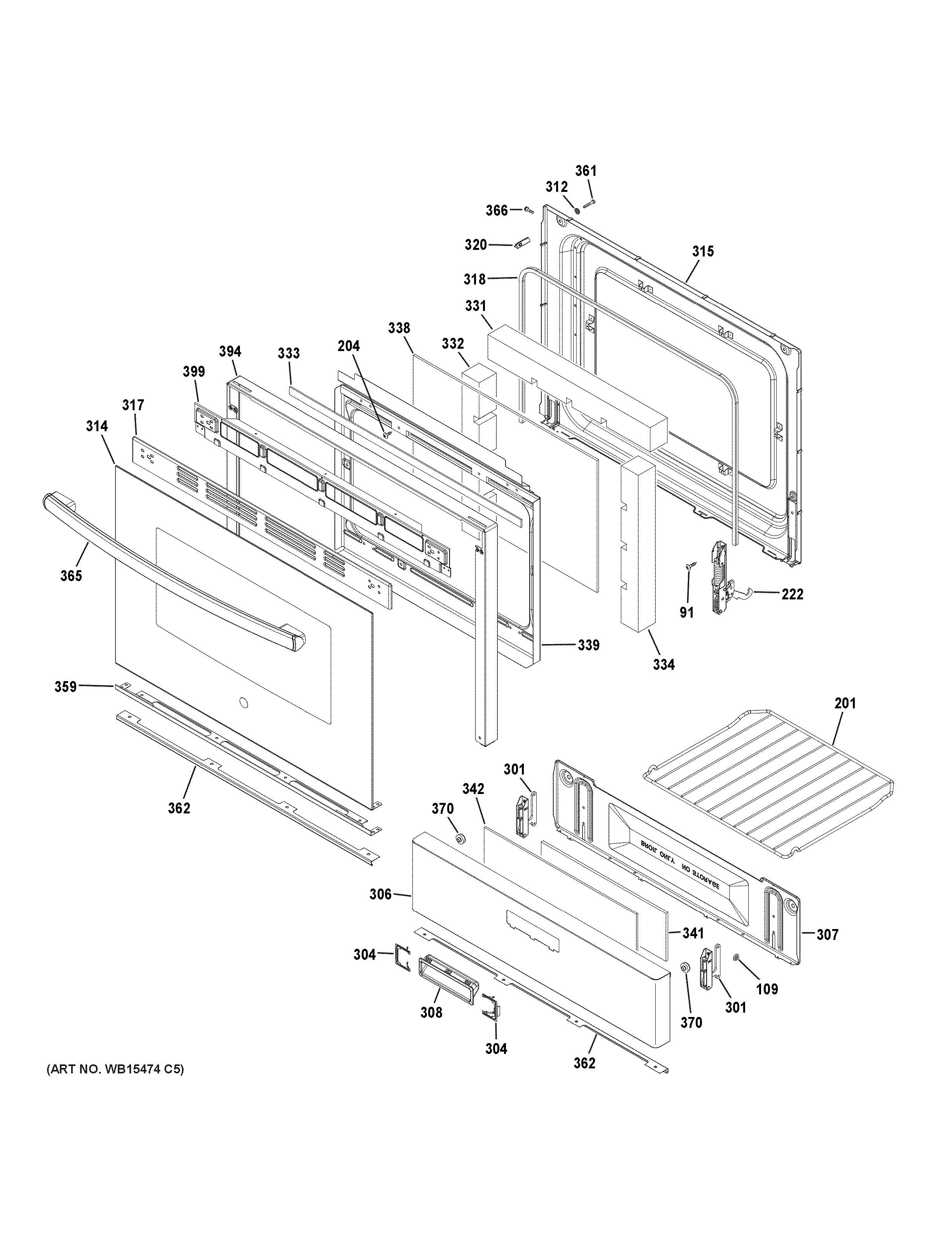 GE JGBS66DEK1WW door & drawer parts diagram