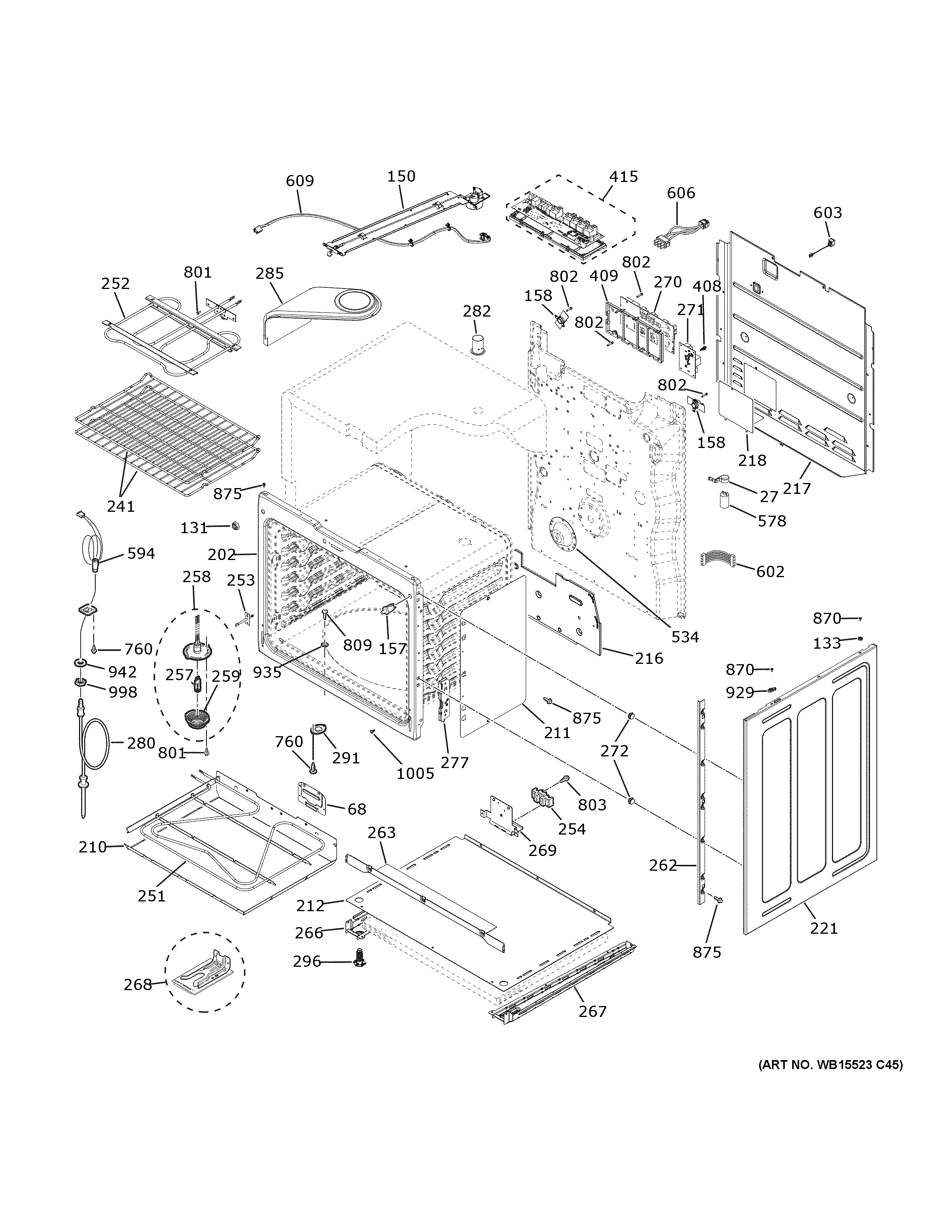 GE CES750M2N3S5 lower oven diagram