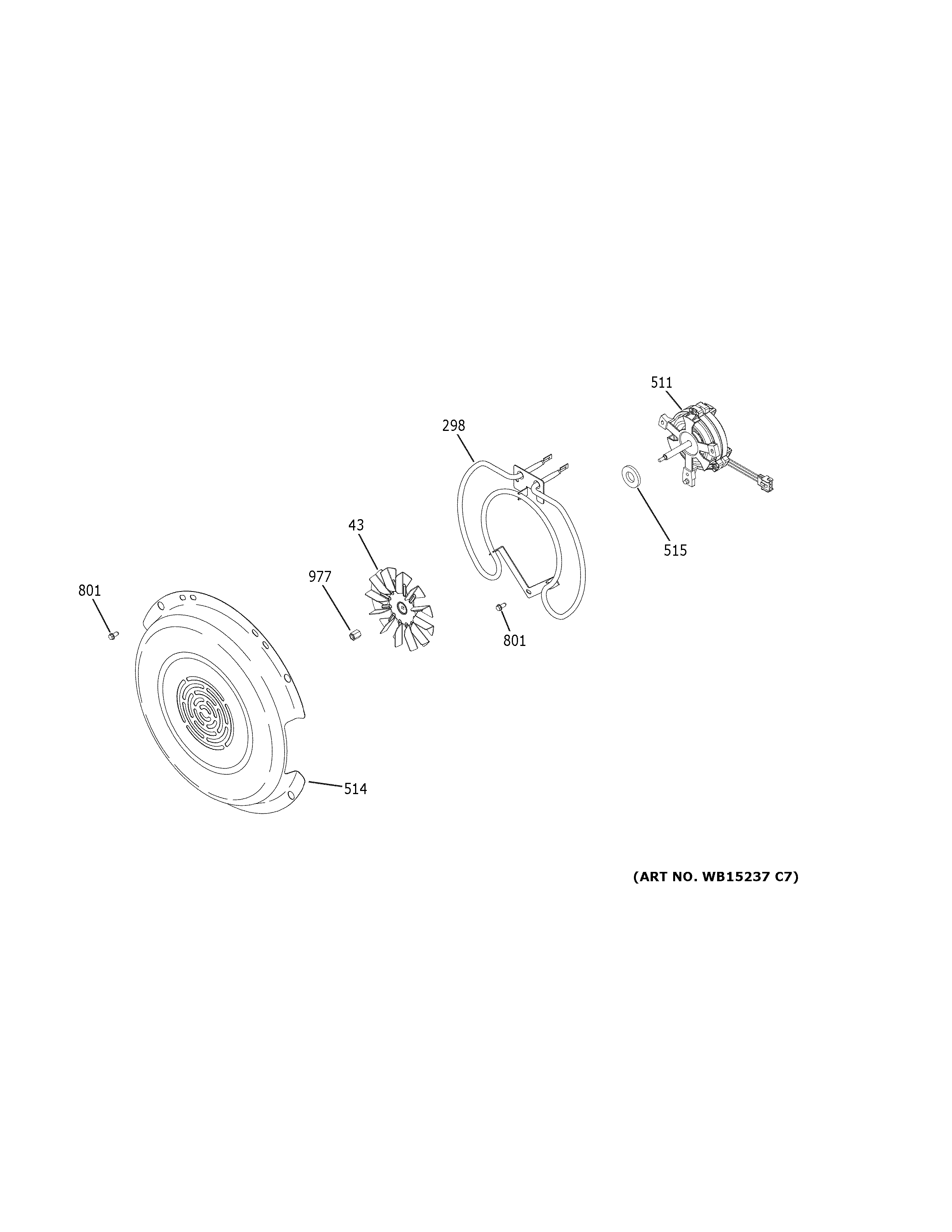 GE CES750M2N3S5 convection fan diagram