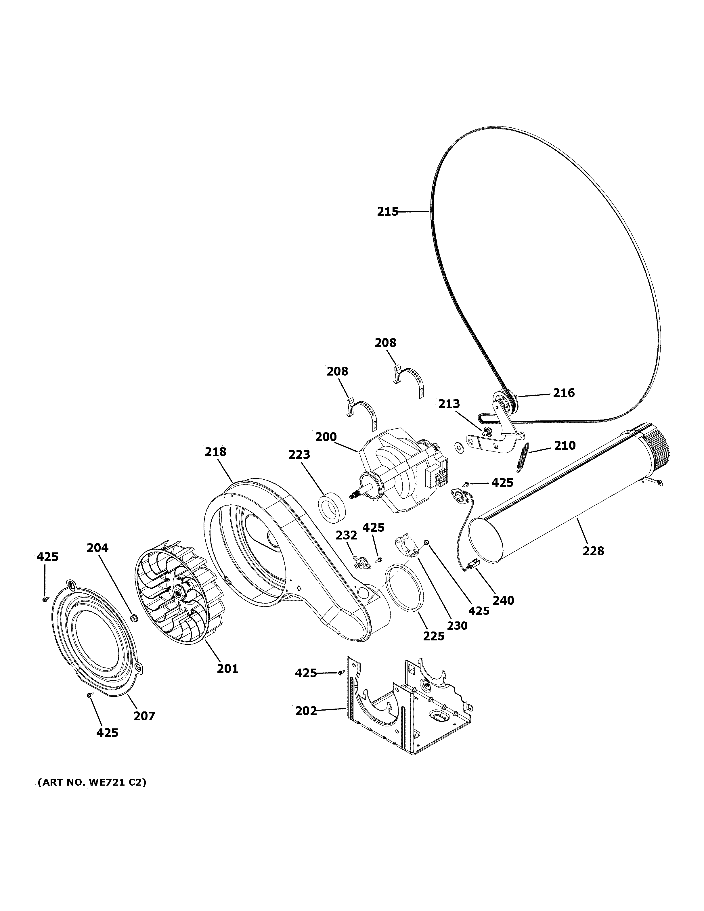 GE GFD55GSPN0DG blower & motor diagram