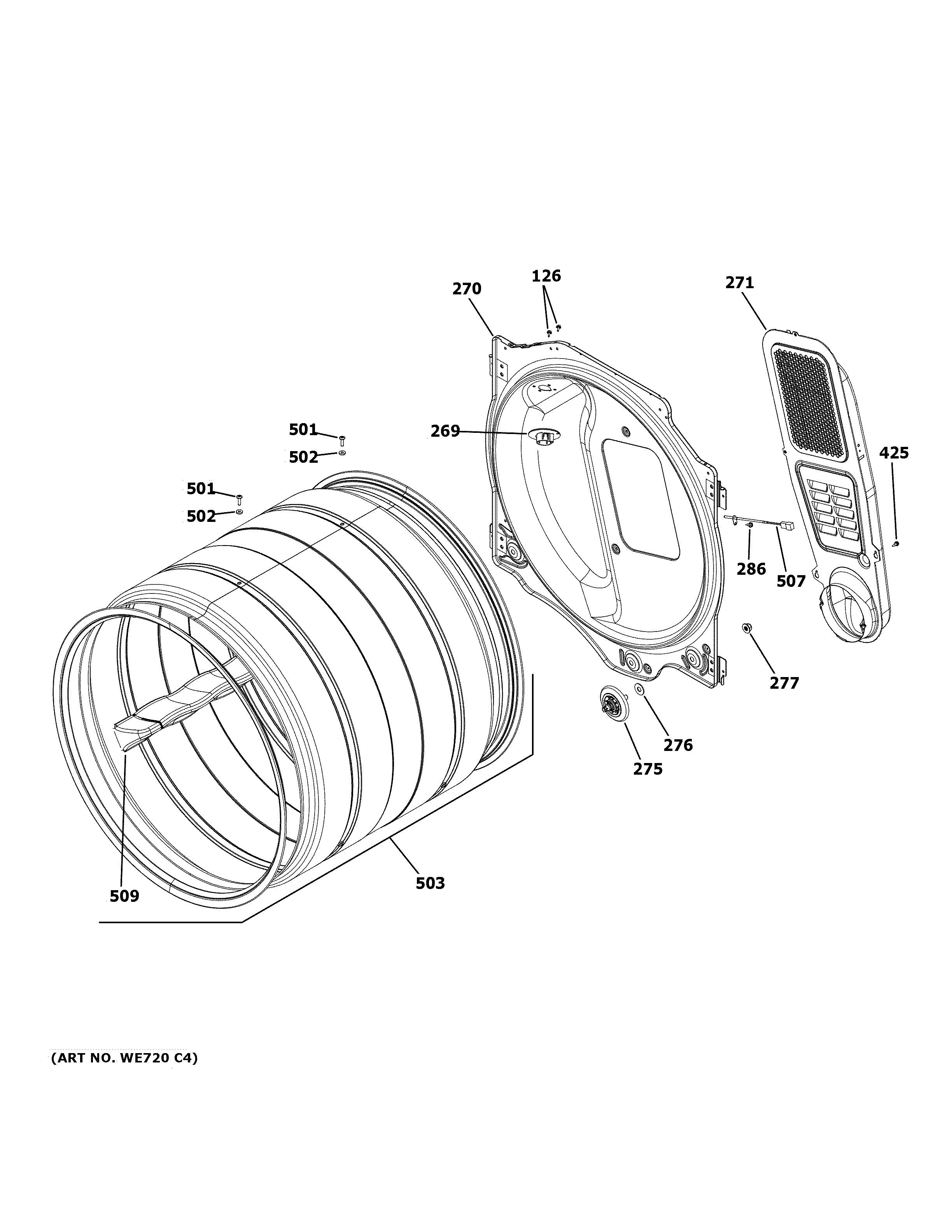 GE GFD55GSPN0DG drum diagram