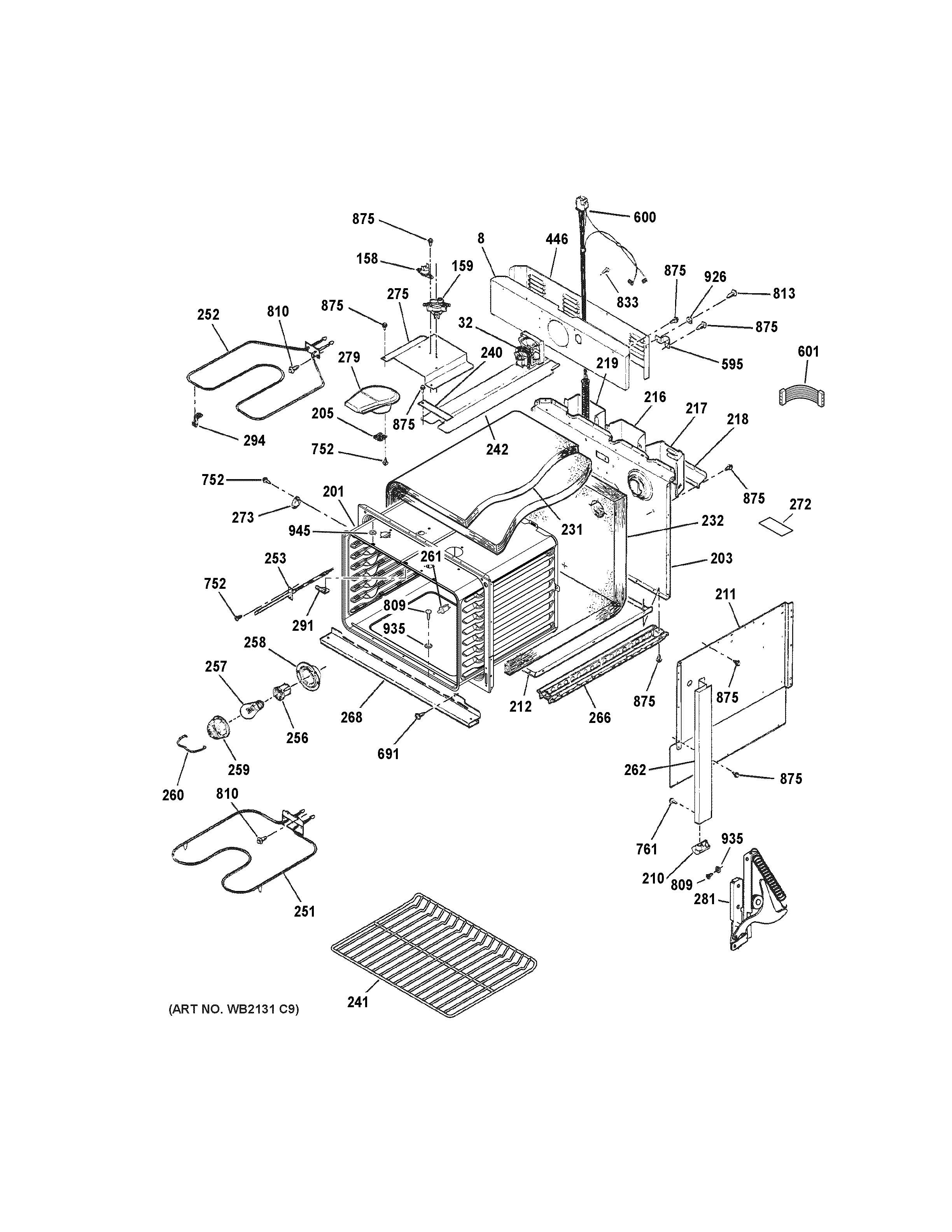 GE JM250DT1BB body parts diagram