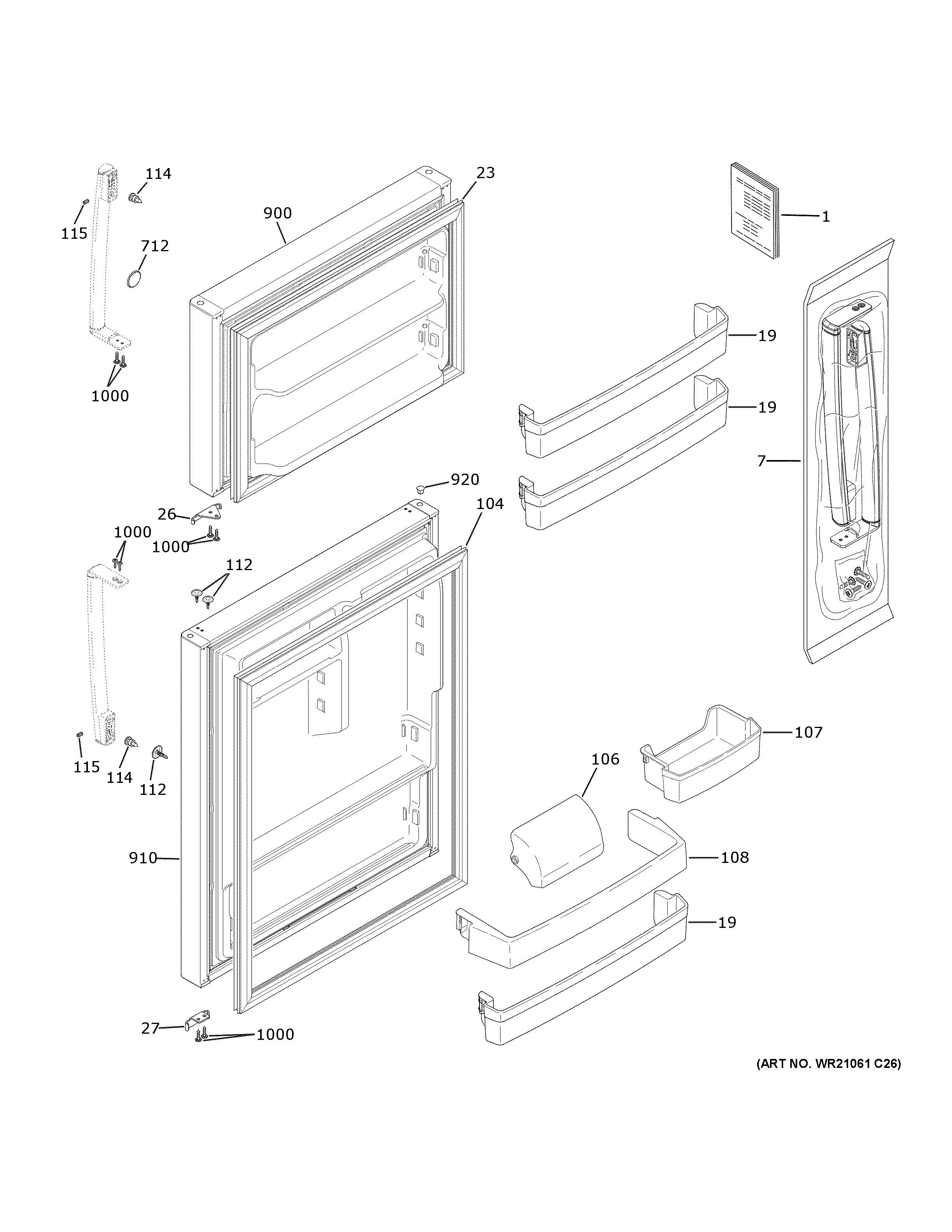 GE GTS19KYNBRFS doors diagram