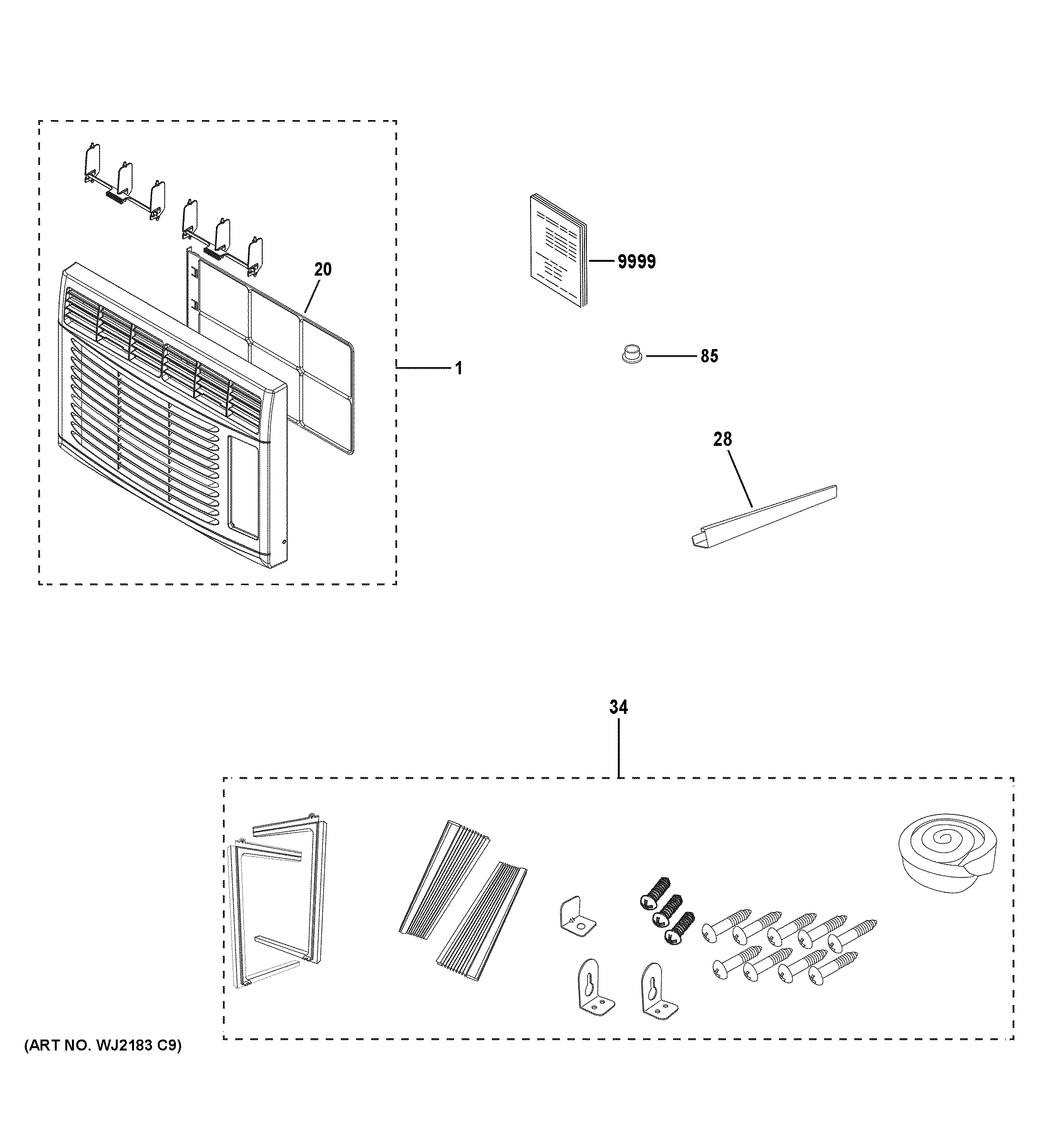 GE AHED05ACW1 room air conditioner diagram