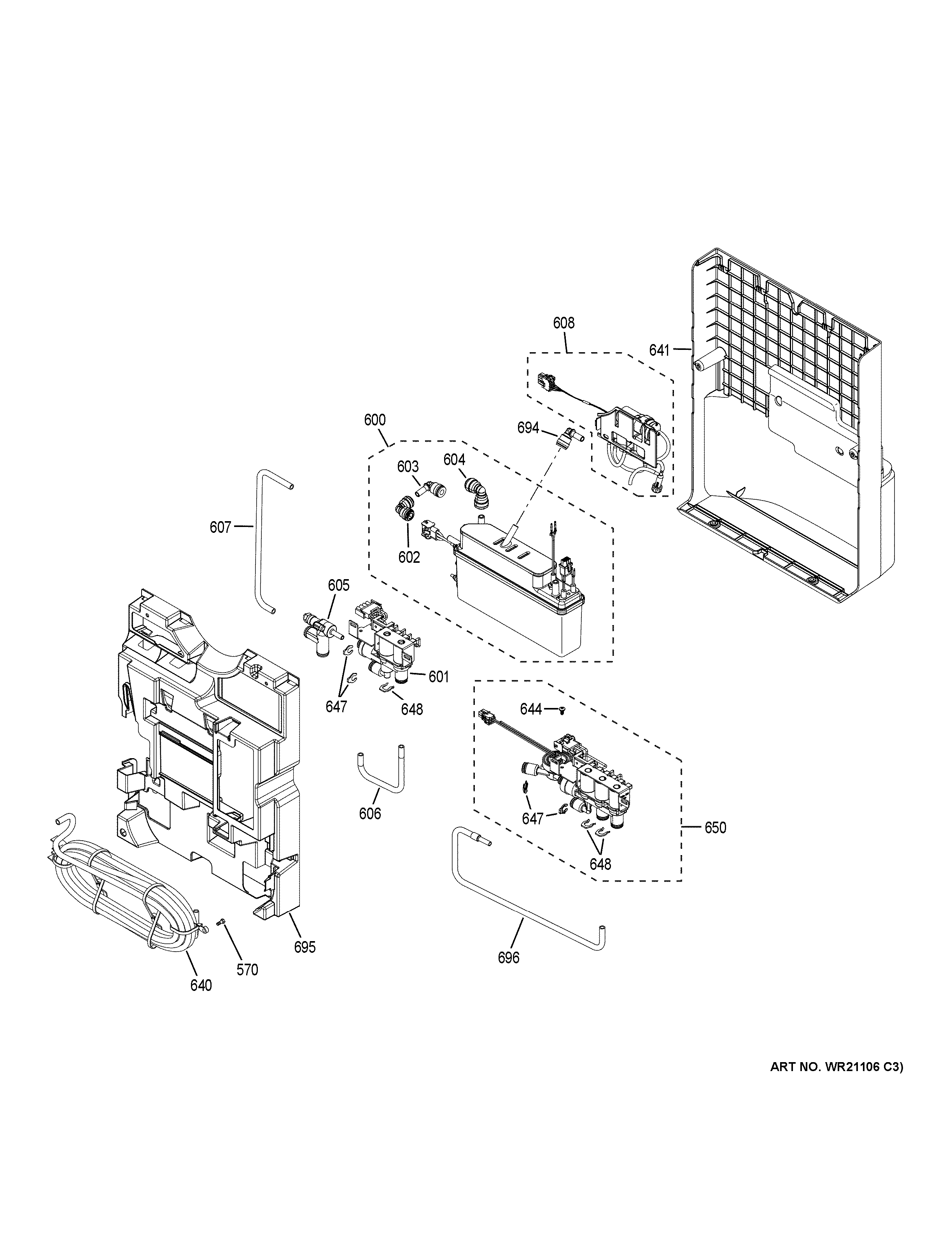 GE CYE22UP2MJS1 beverage dispenser diagram