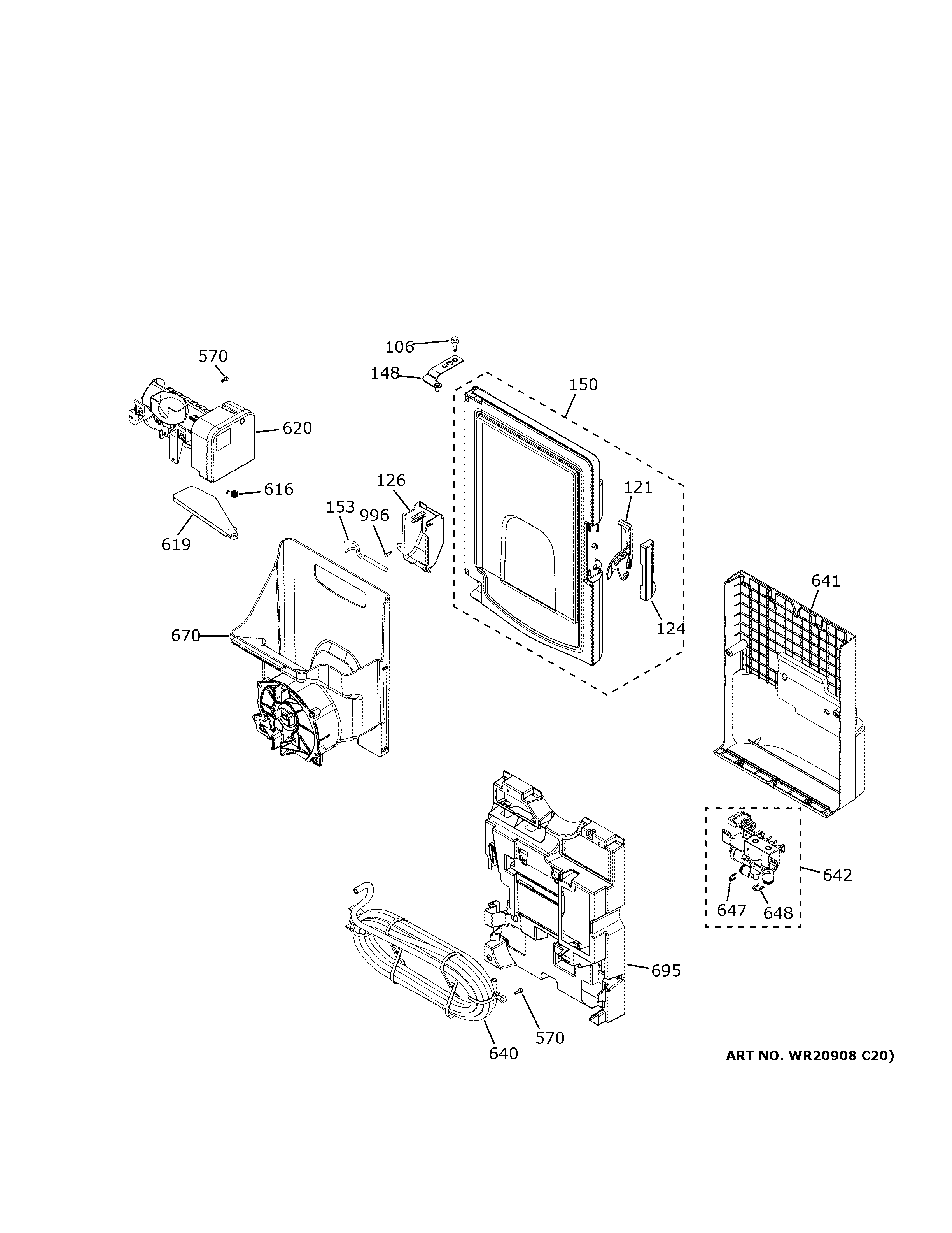GE PYE22KELODS ice maker & dispenser diagram