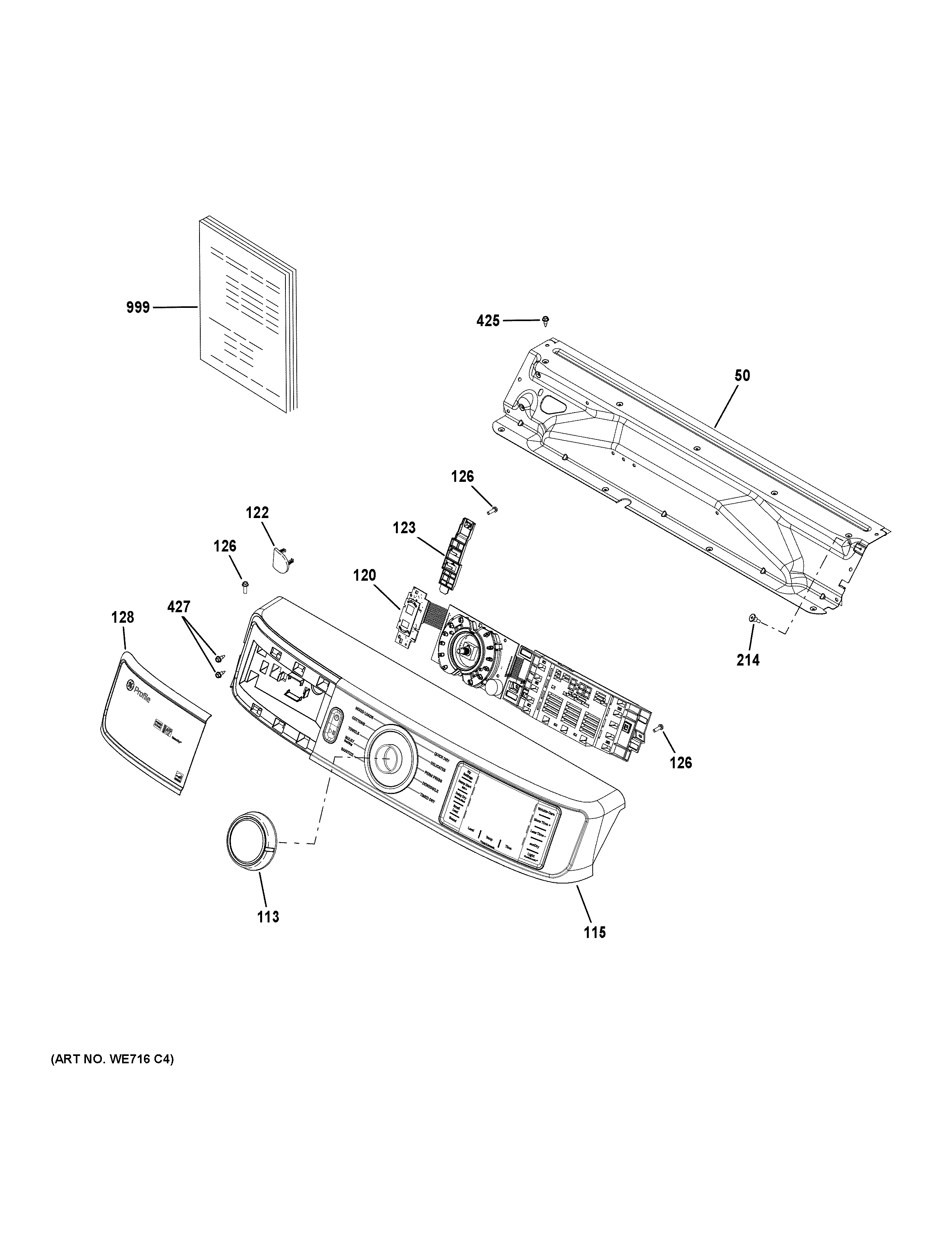 GE PFD95GSPT1DS controls & backsplash diagram