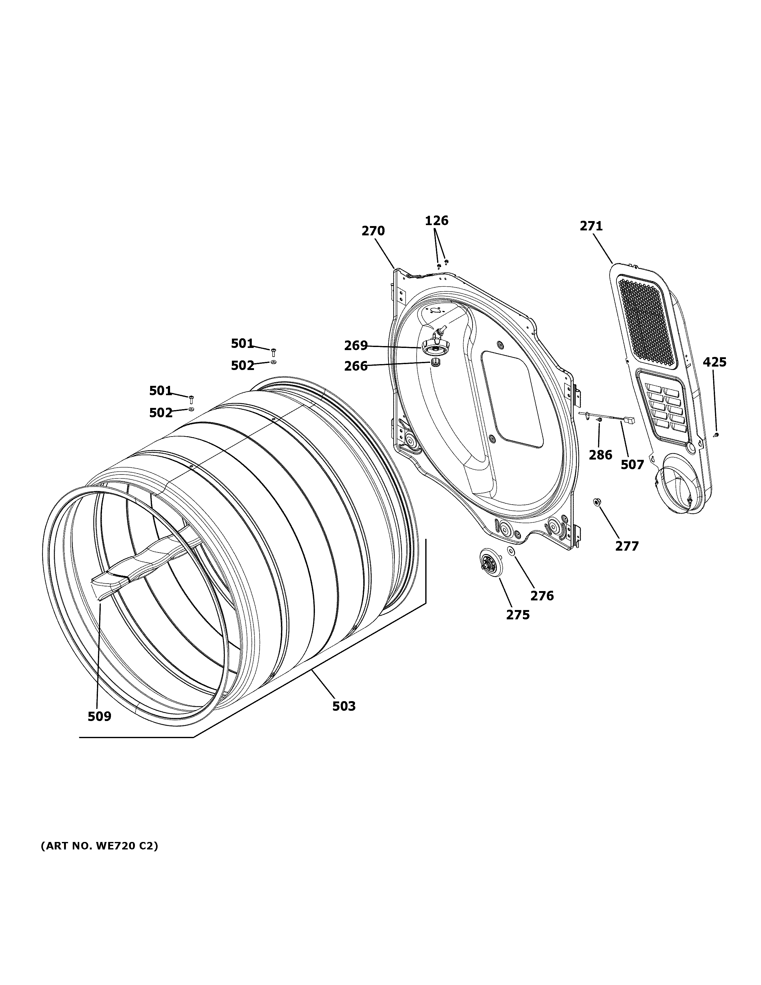 GE PFD95GSPT1DS drum diagram