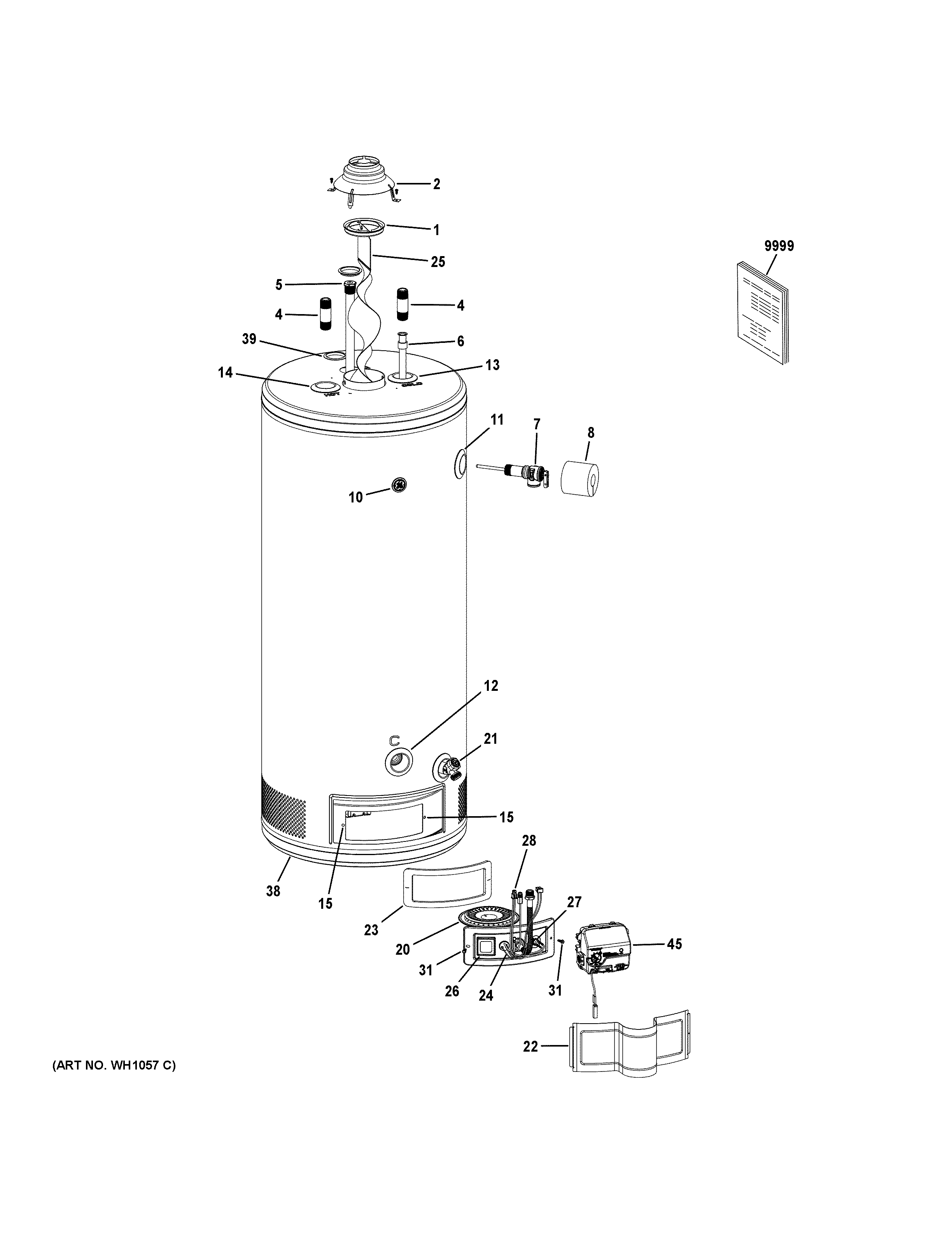 GE GG50T08BXR01 water heater assembly diagram