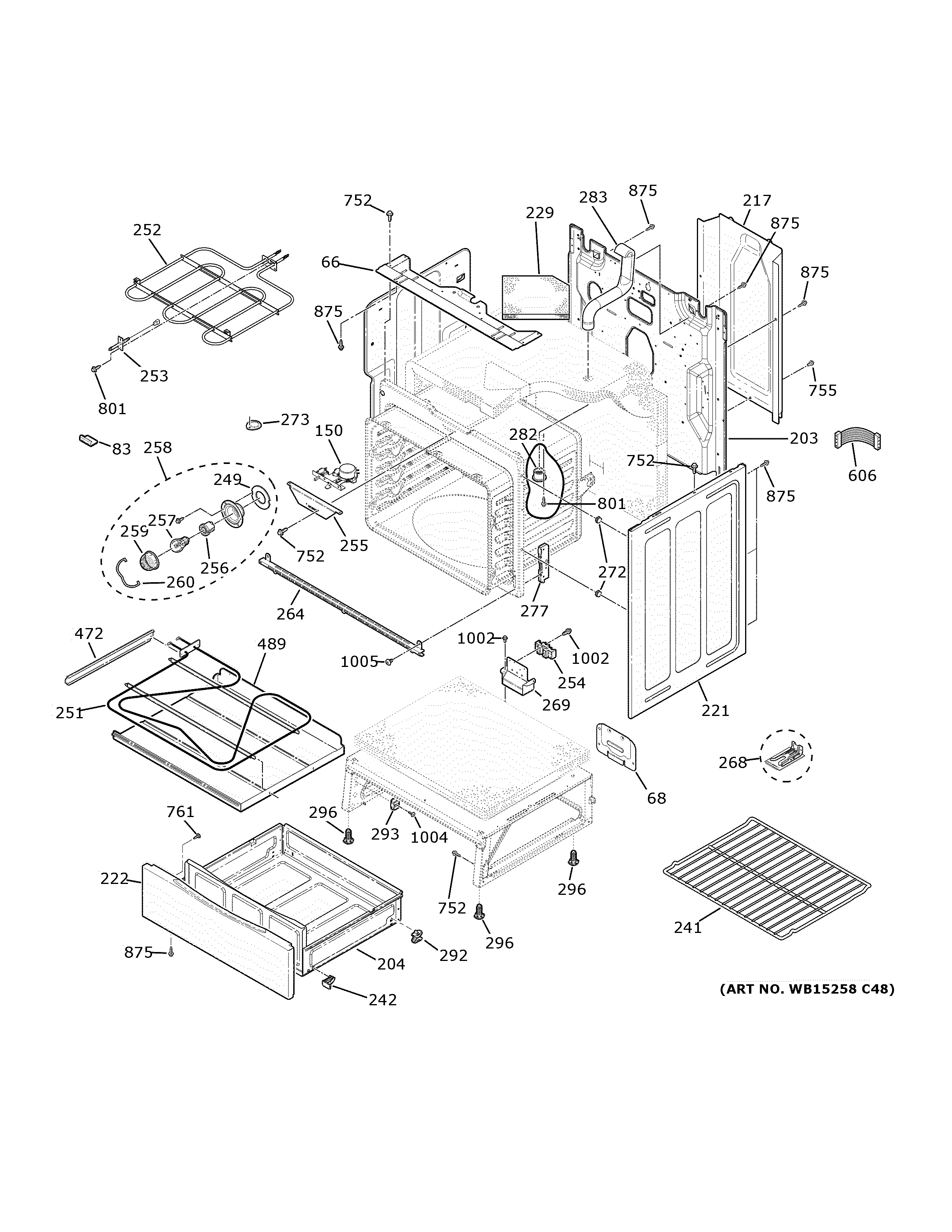 GE JB735SP1SS body parts diagram
