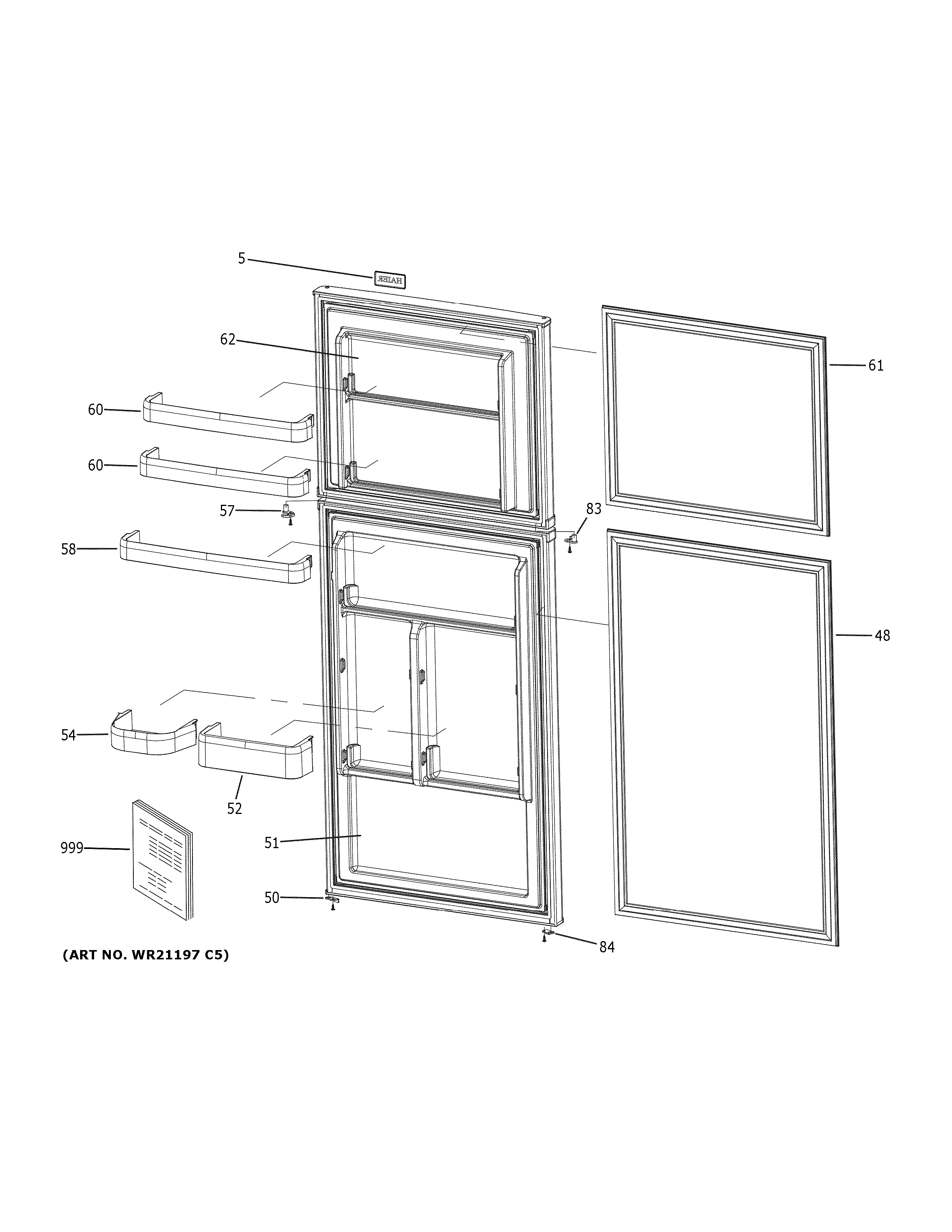 Haier HA10TG21CSW doors diagram