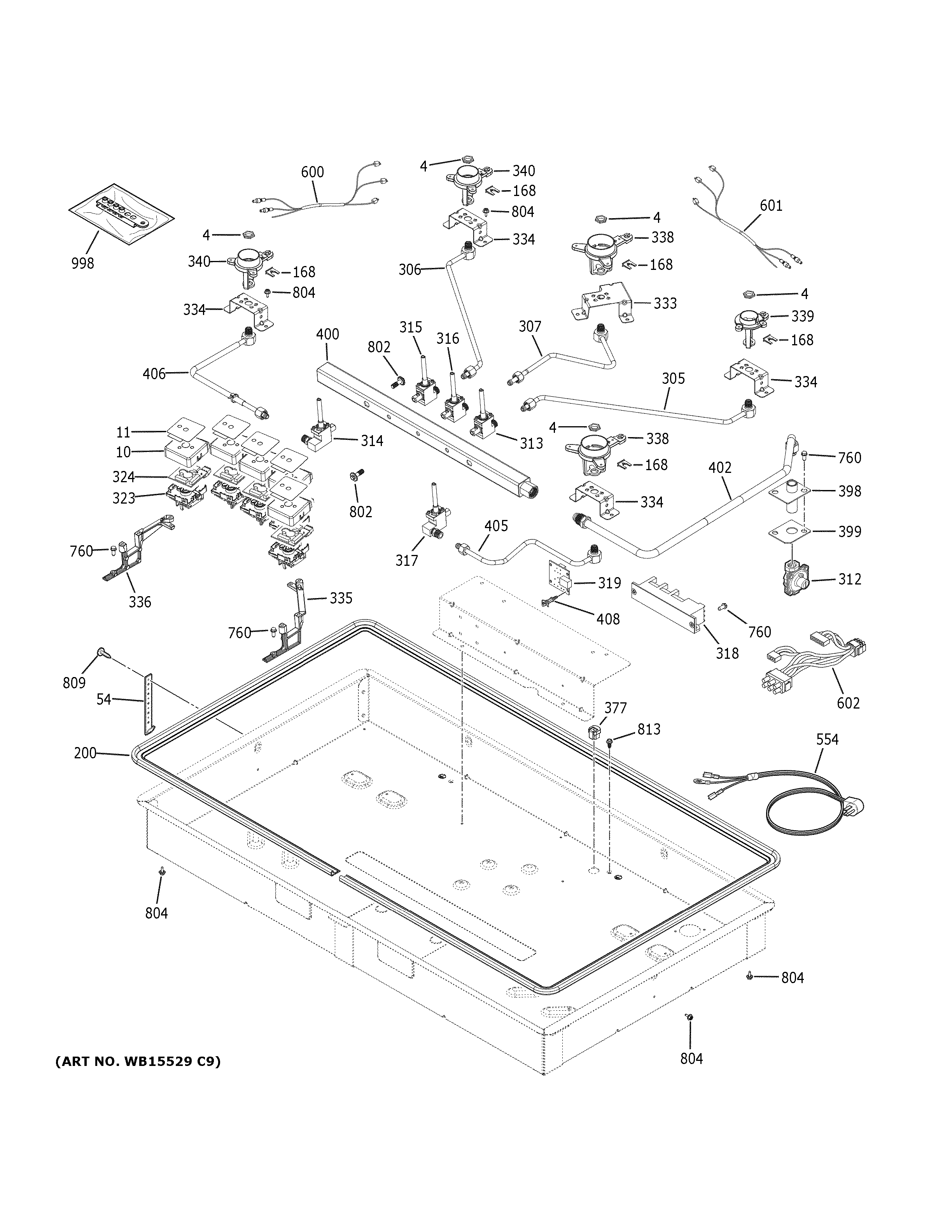 GE PGP7036SL1SS gas & burner parts diagram