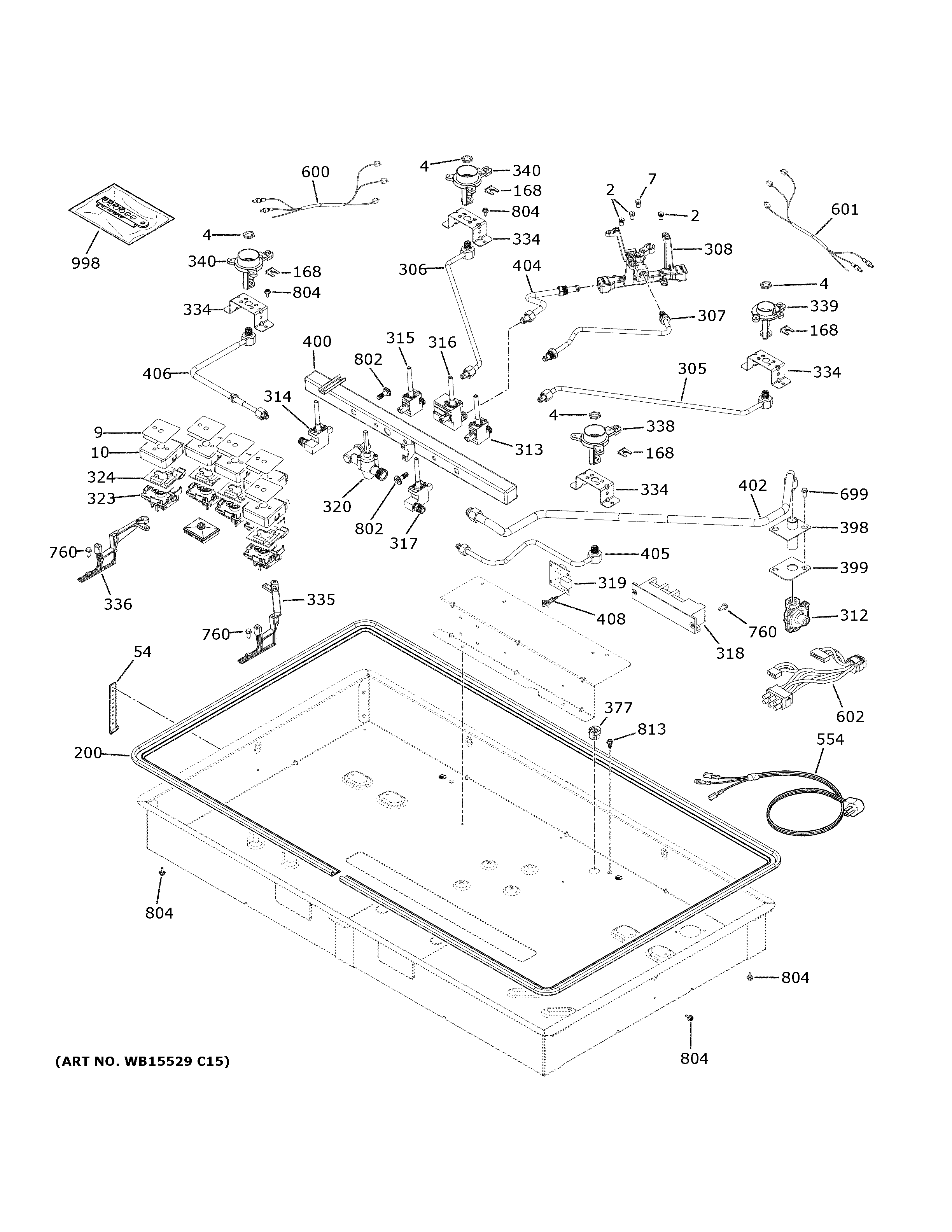GE PGP9030SL1SS gas & burner parts diagram