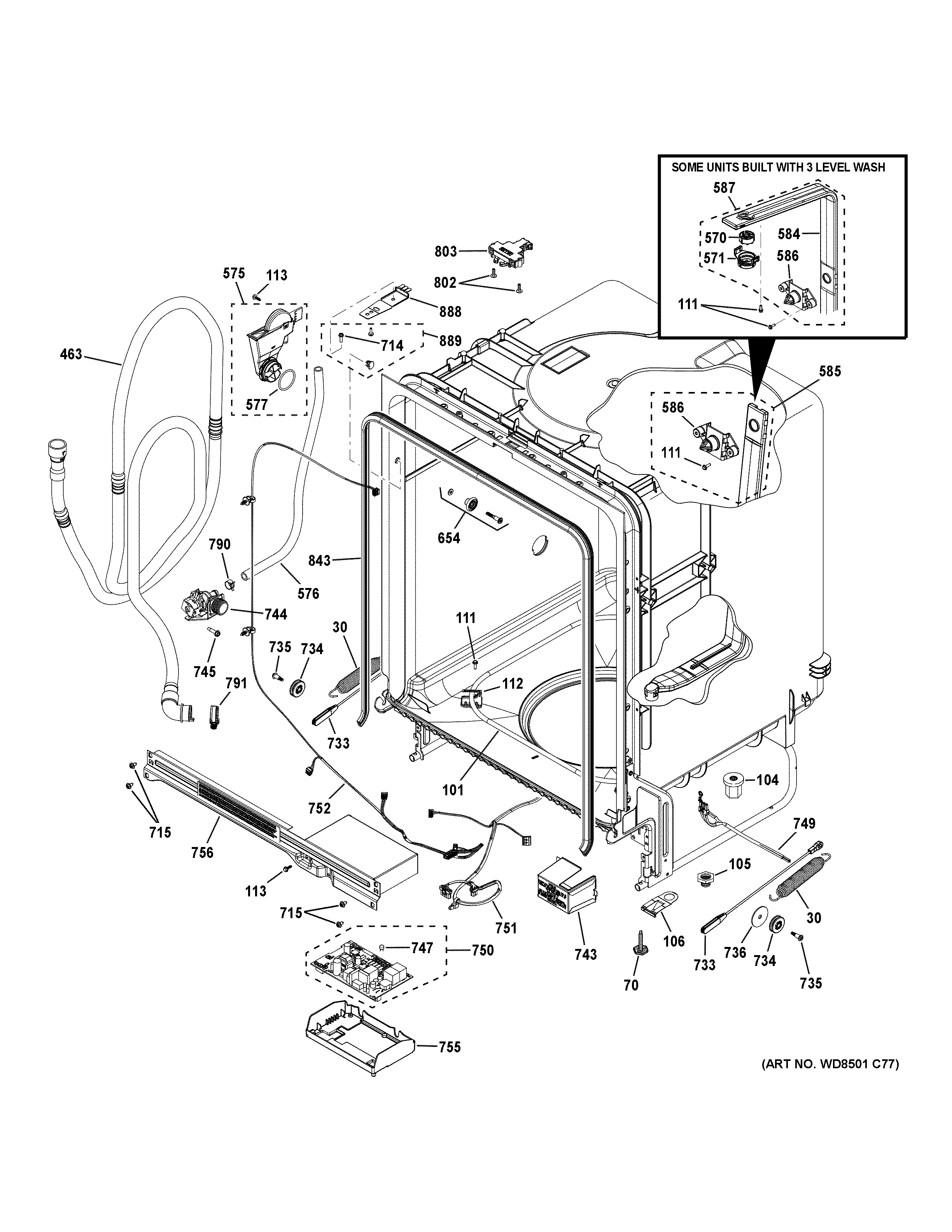 GE GDF510PGR3WW body parts diagram