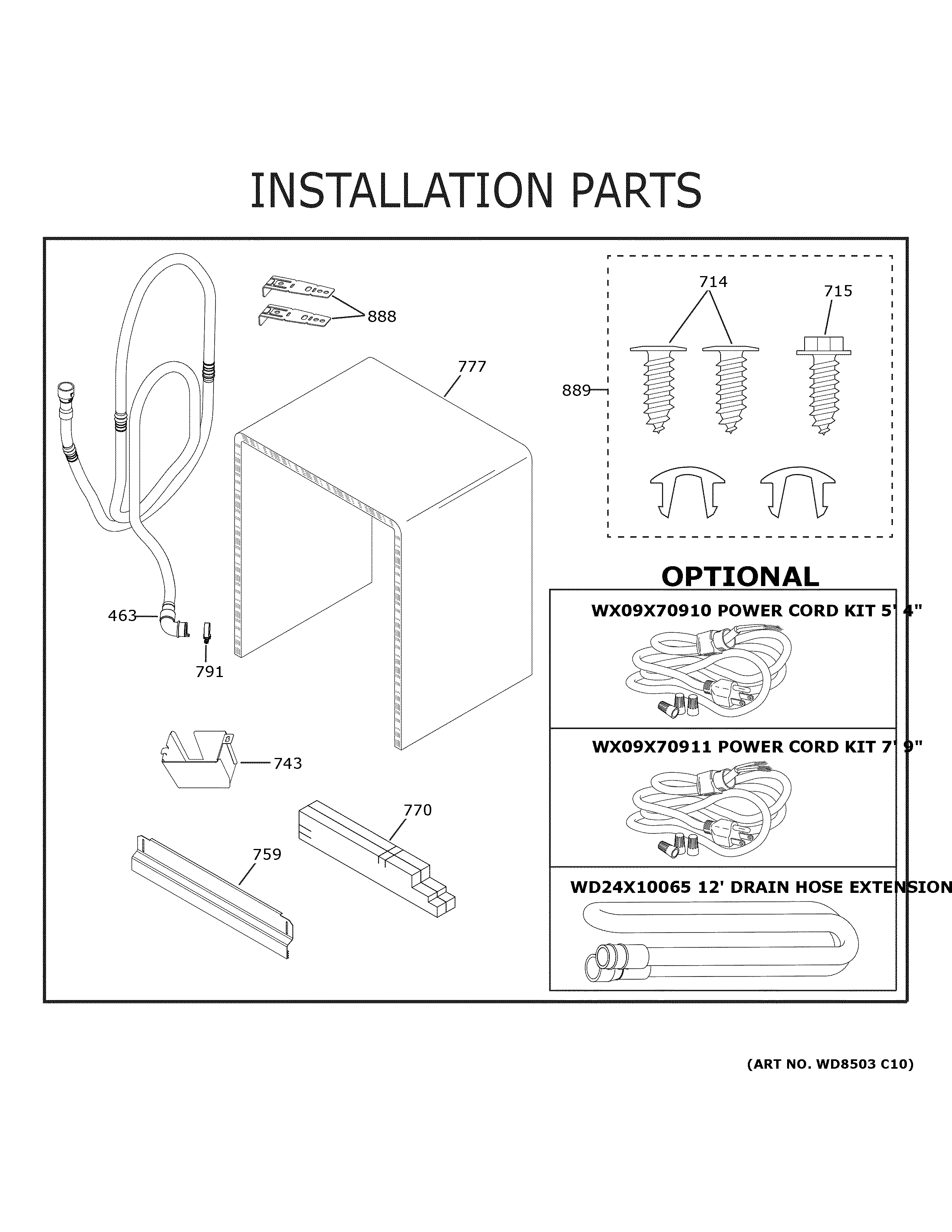 GE GDF535PGR0CC installation parts diagram