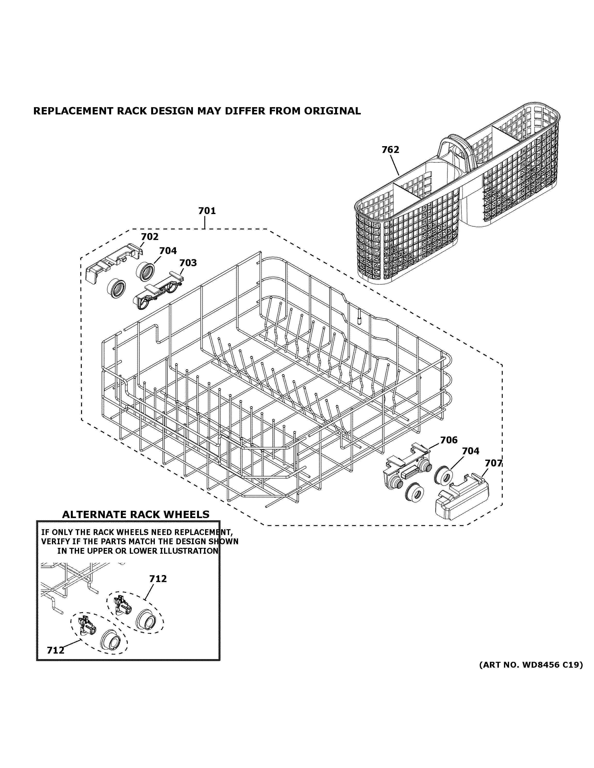 GE GDF535PGR0CC lower rack assembly diagram
