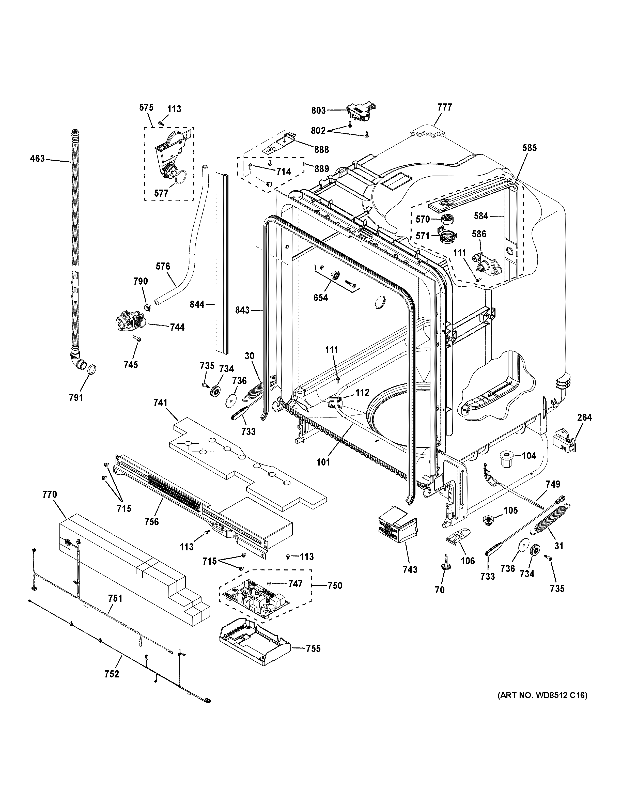 GE GDT635HSM6SS body parts diagram