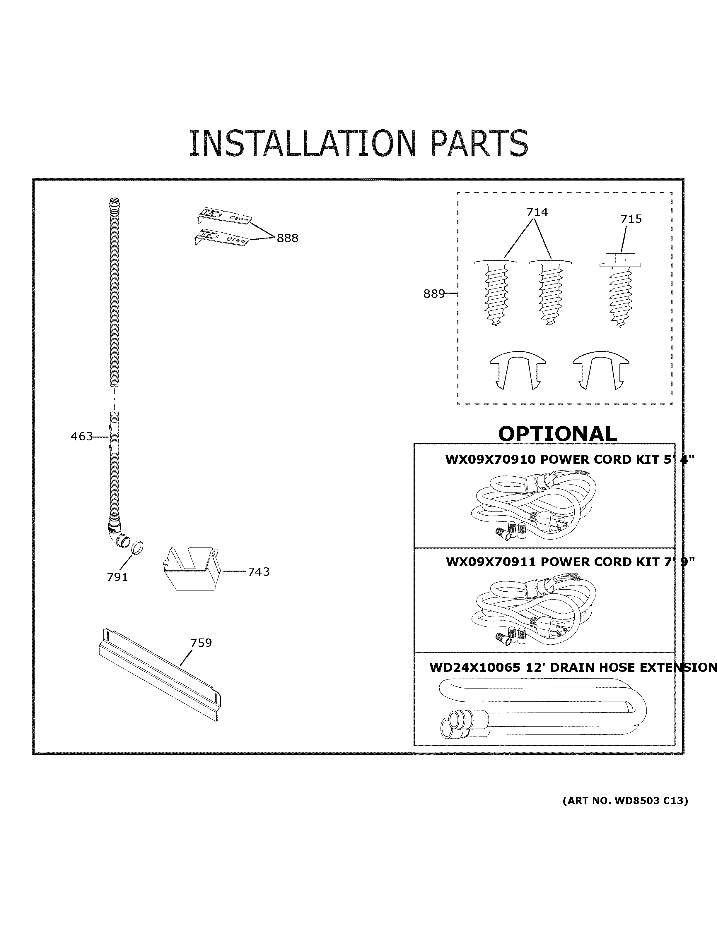 GE GDT535PSMBSS installation parts diagram