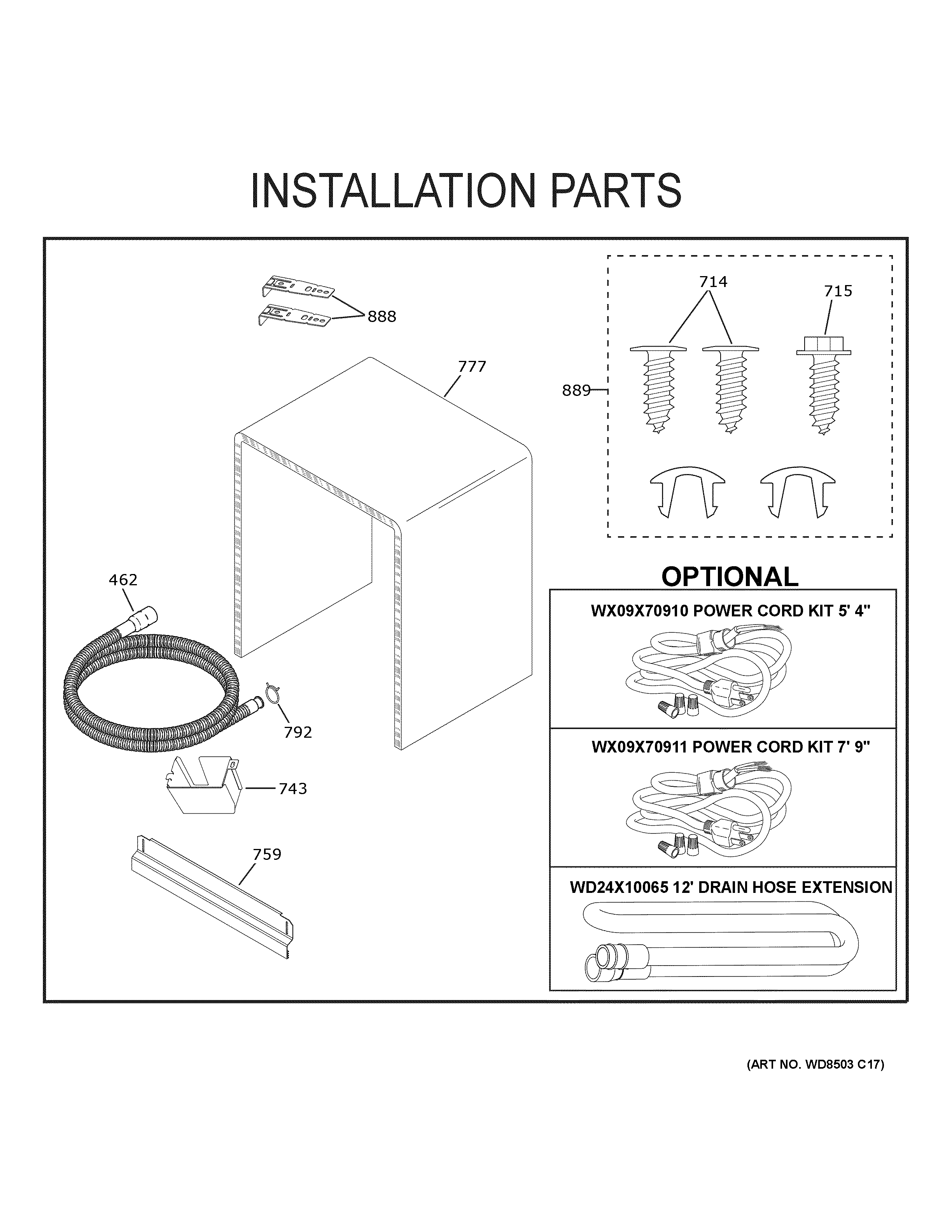 GE GDT550PMR0ES installation parts diagram