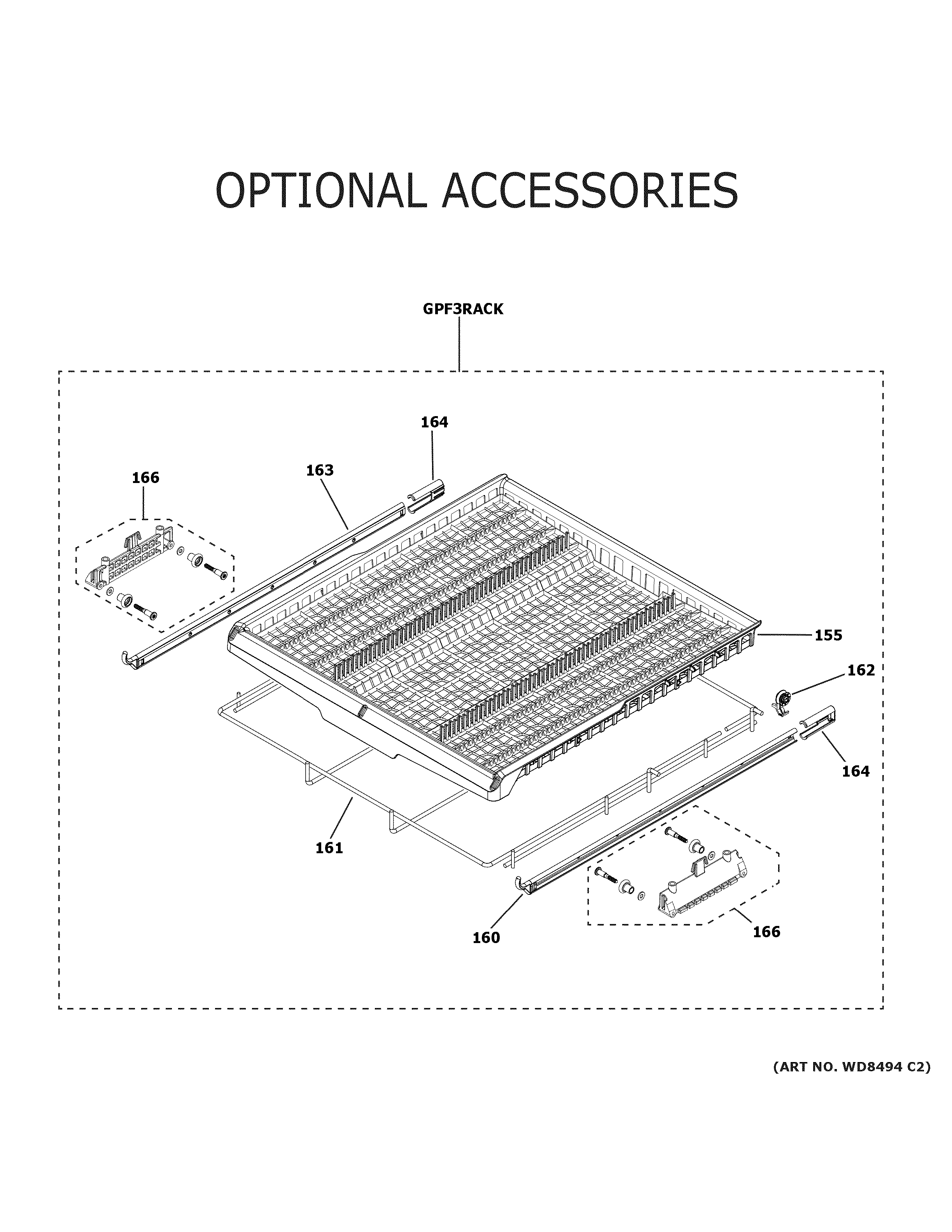 GE GDT535PGR3BB optional accessories diagram