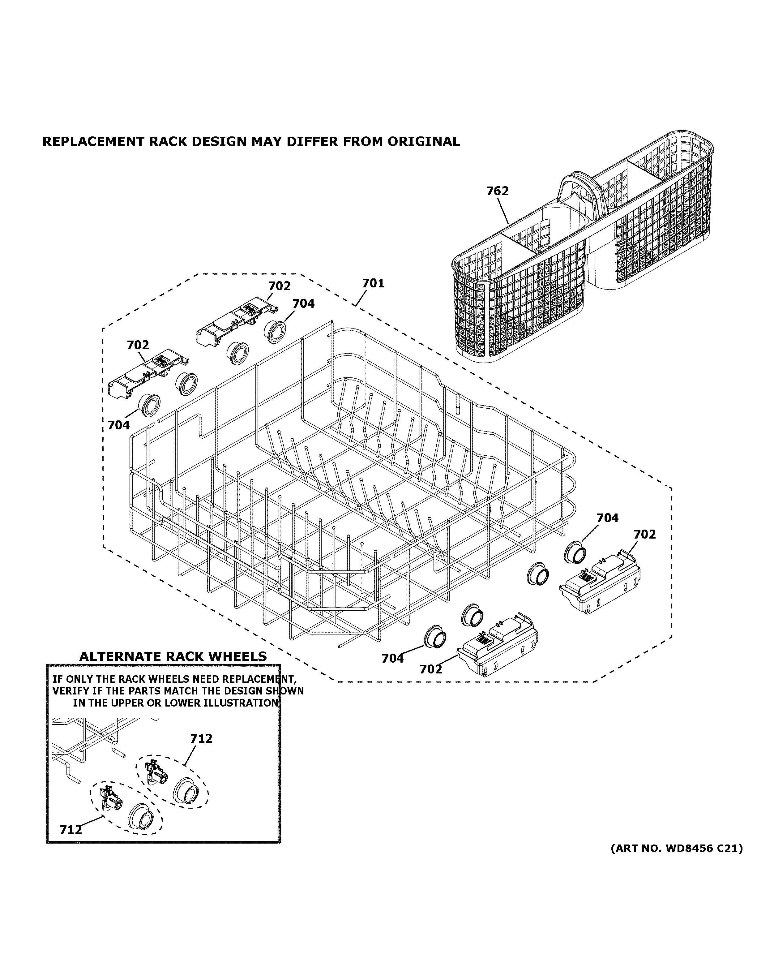 GE GDT535PGR3WW lower rack assembly diagram