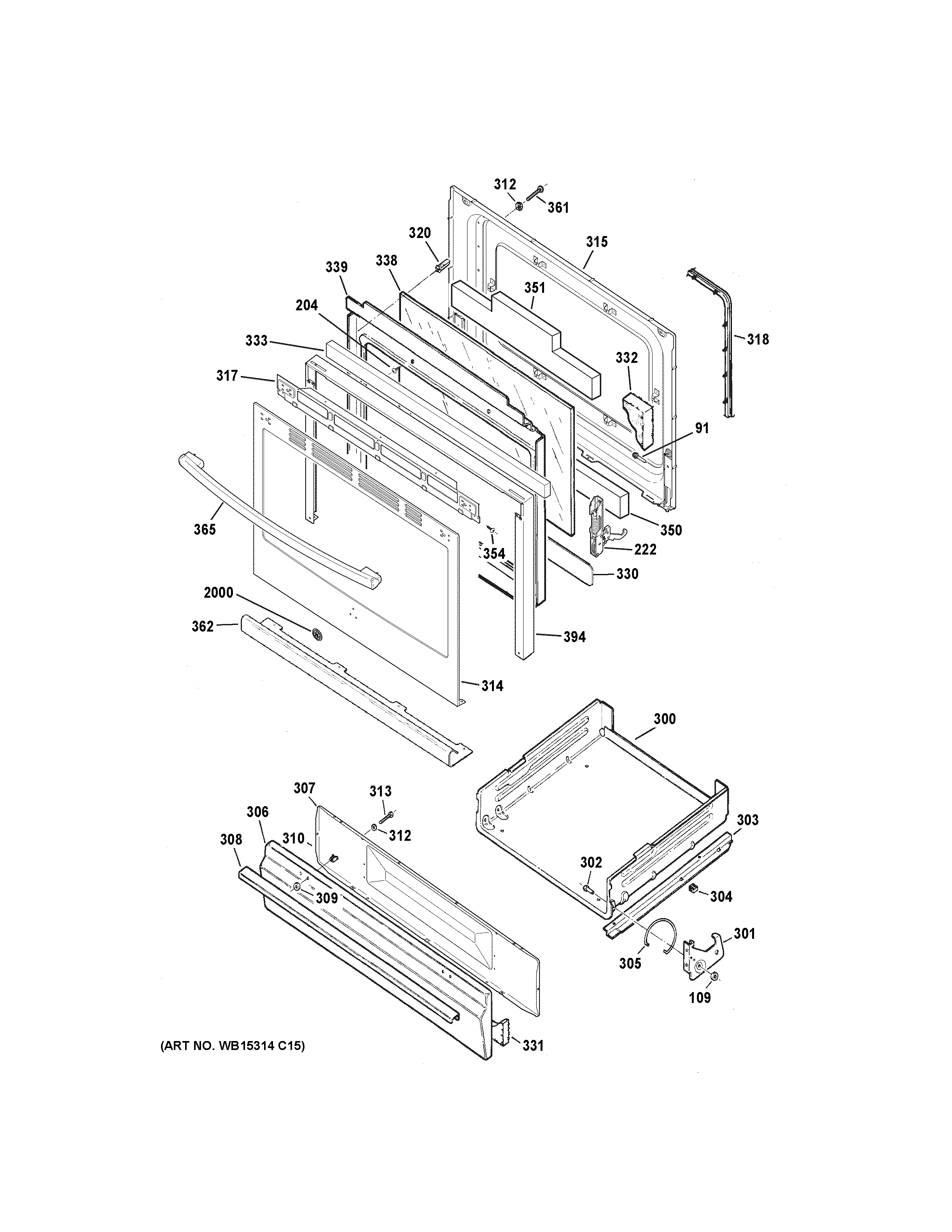 GE JGBS60REF2SS door & drawer parts diagram