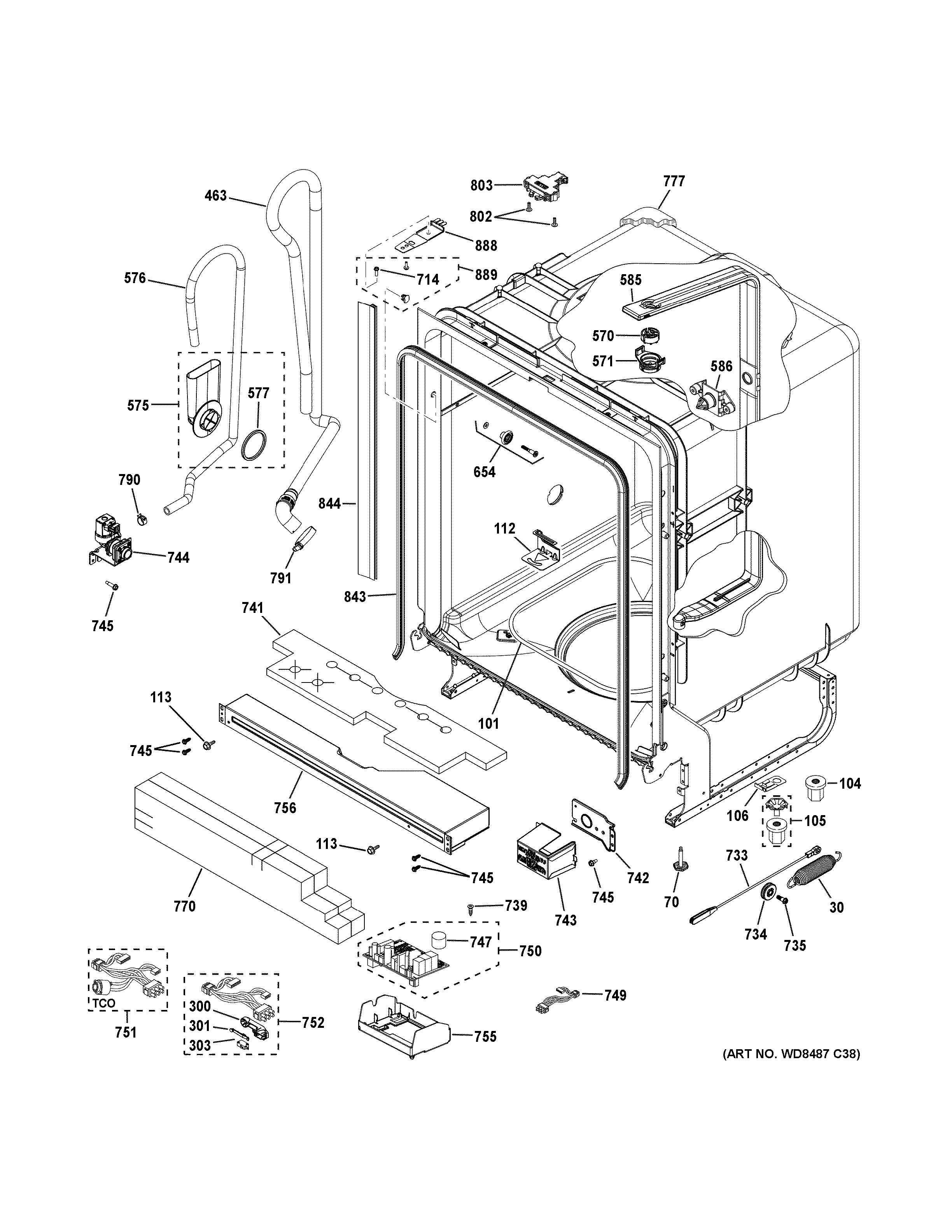 GE GDF640HGM0WW body parts (1) diagram